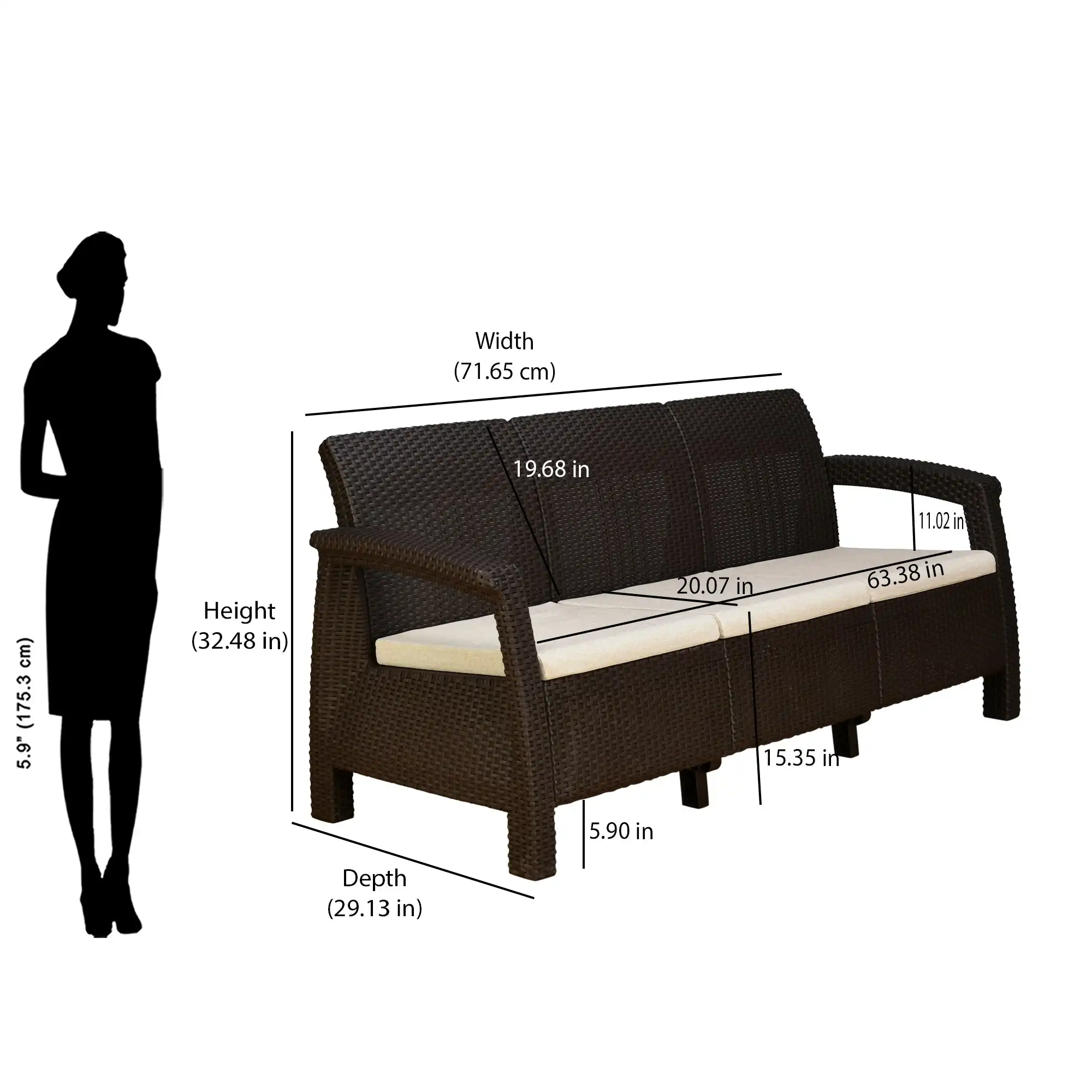Nilkamal Goa Sofa Set with Cushion (3+1+1 Seater) - Image 7