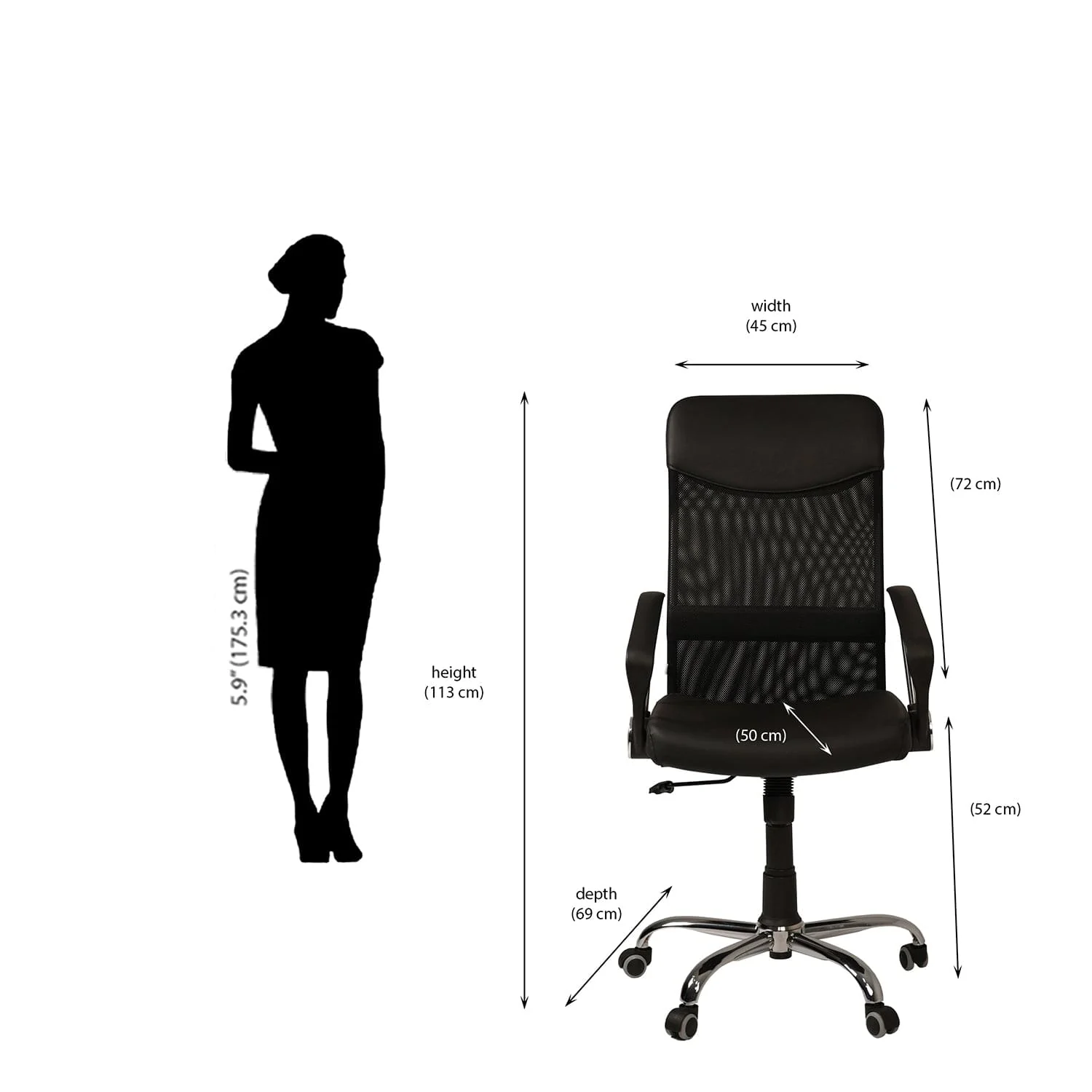 Nilkamal Acqua High Back Mesh Chair (Black) - Image 10