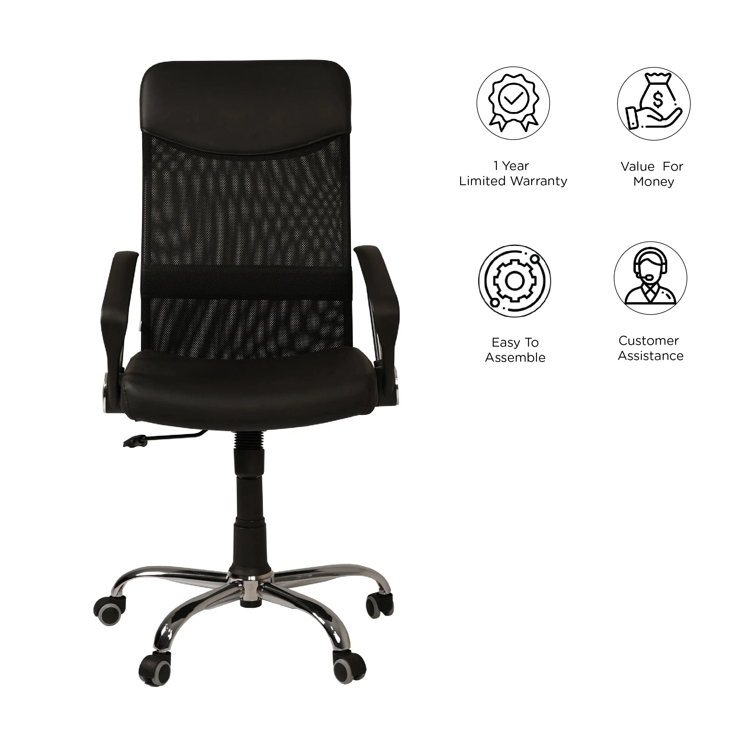 Nilkamal Acqua High Back Mesh Chair (Black) - Image 4