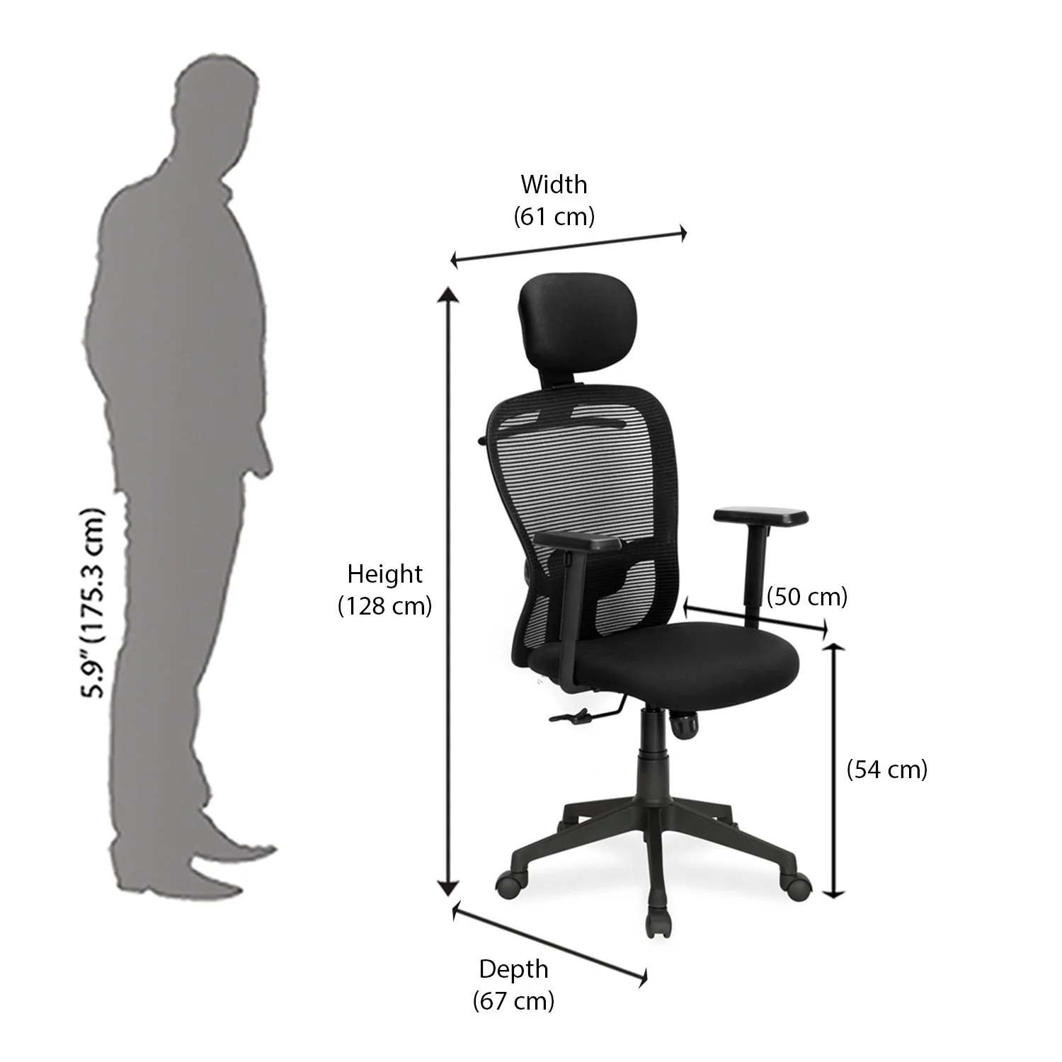 Nilkamal Alba High Back CTS Chair (Black) - Image 6