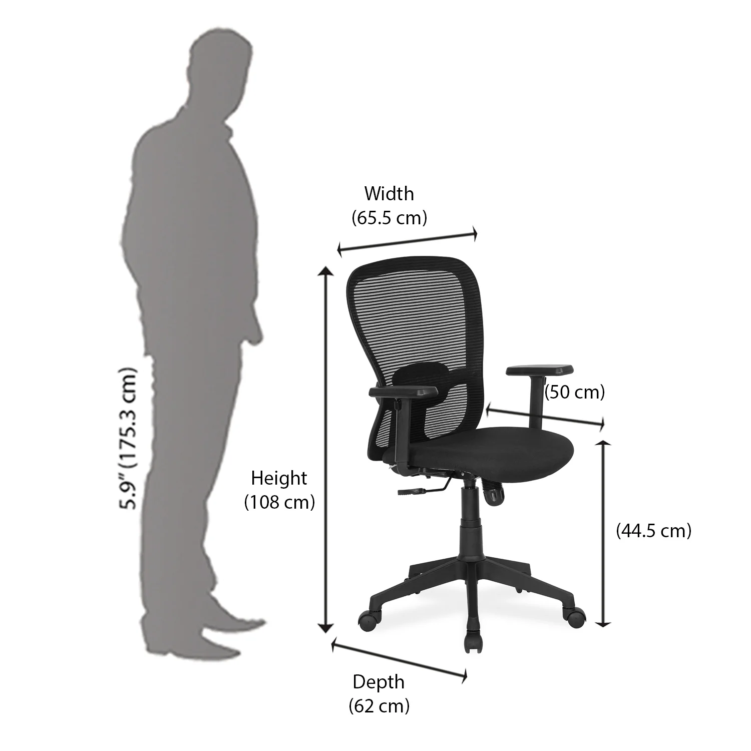 Nilkamal Alba Mid Back Office Chair (Black) - Image 8