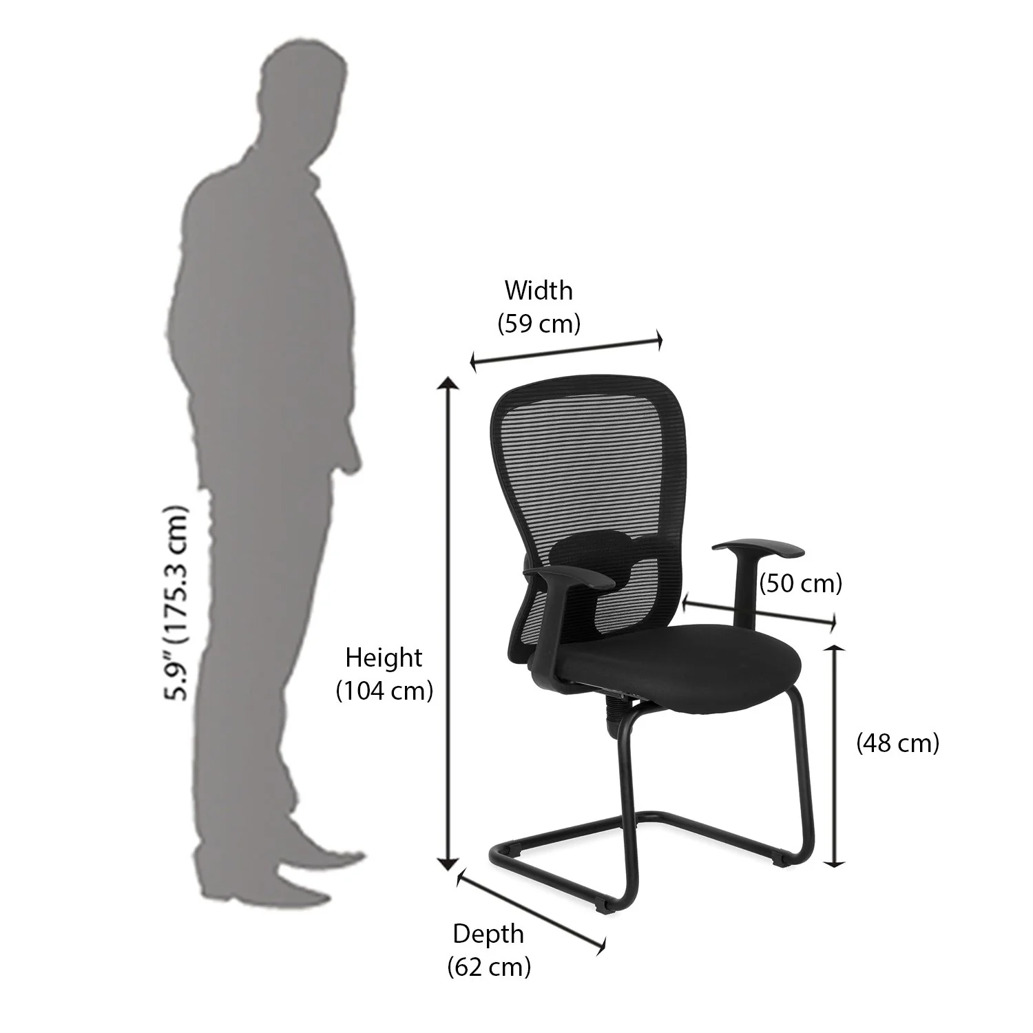 Nilkamal Alba Mid Back Visitor Chair (Black) - Image 11