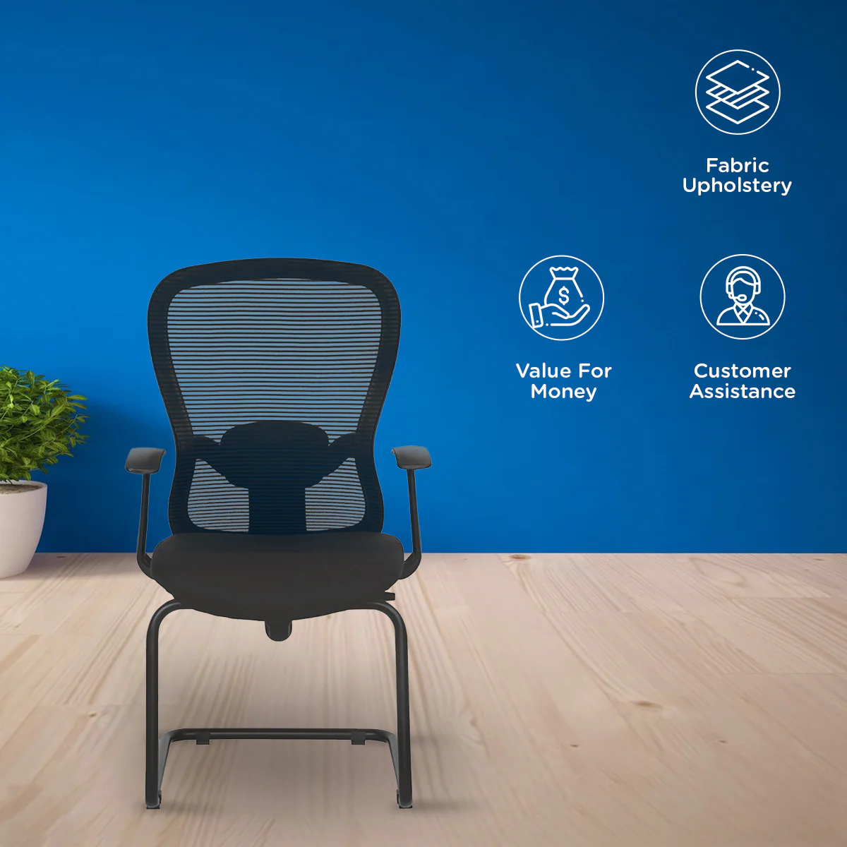 Nilkamal Alba Mid Back Visitor Chair (Black) - Image 4