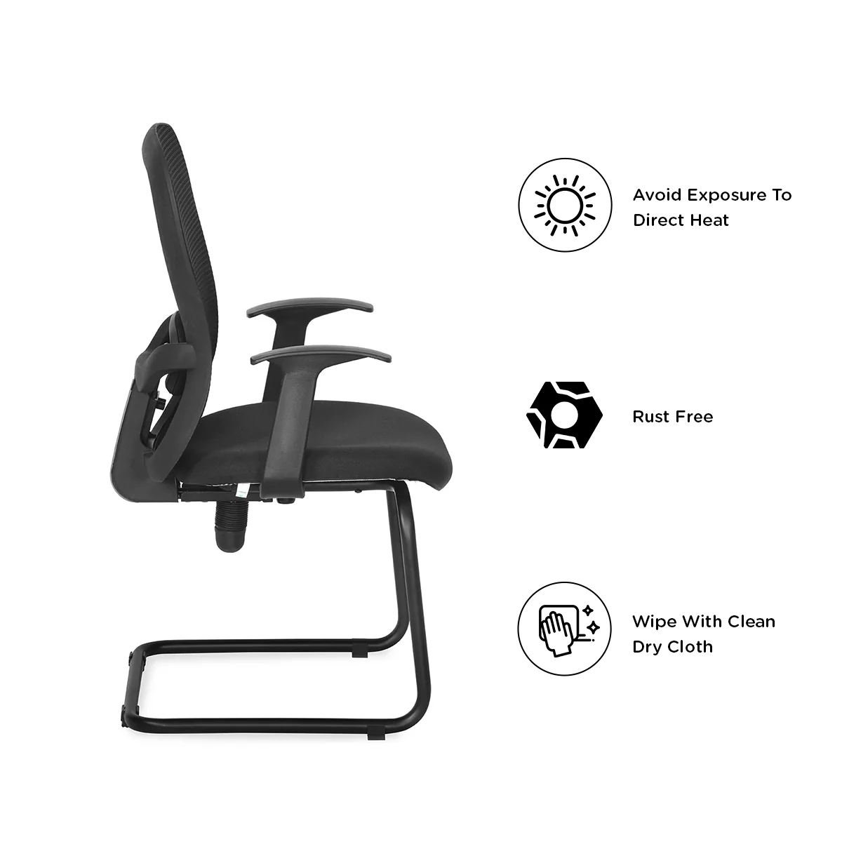 Nilkamal Alba Mid Back Visitor Chair (Black) - Image 5
