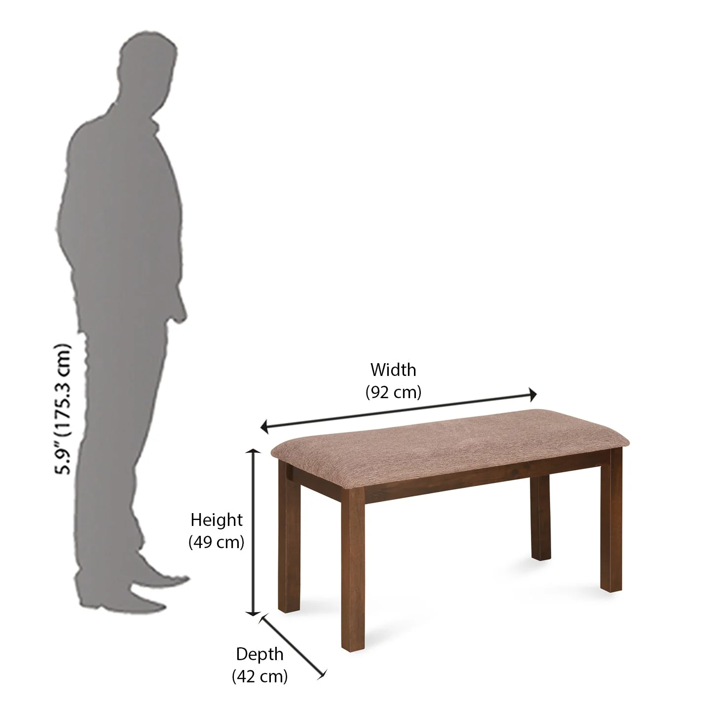 Nilkamal Alice Multi Use Medium Sitting Bench for Living Room | Dining Room (Antique Cherry) - Image 7