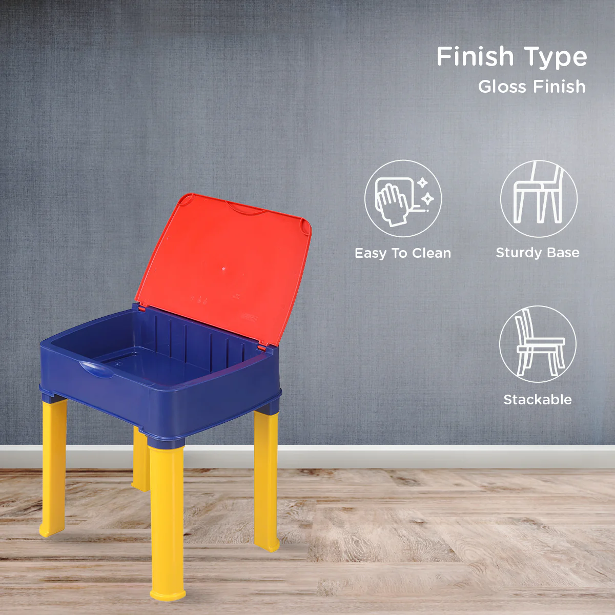 Nilkamal Apple JR Study Desk (Pepsi Blue / Bright Red / Yellow) - Image 3