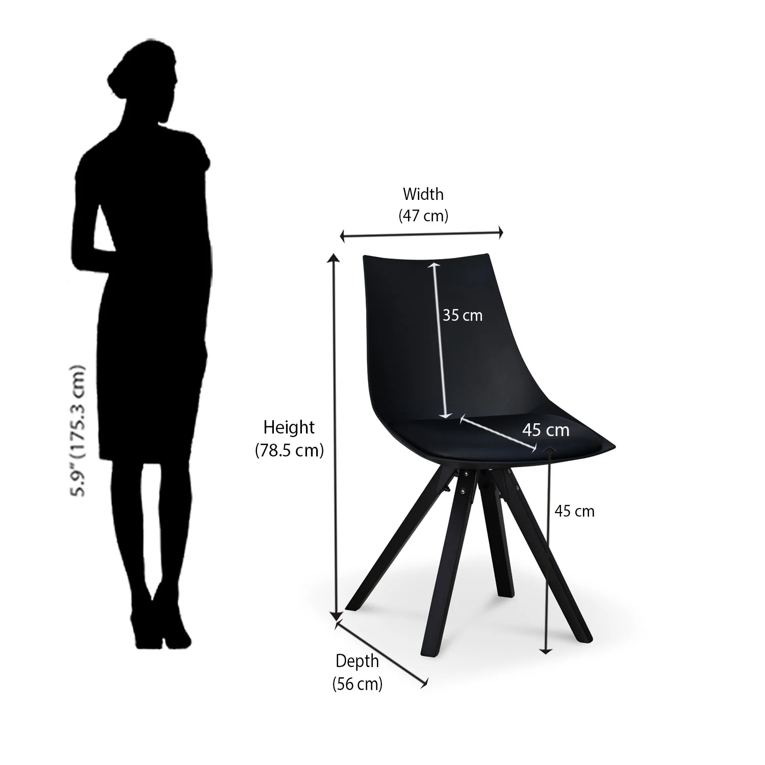 Nilkamal Aristo Leatherette Dining Chair (Dark Walnut / Black) - Image 8