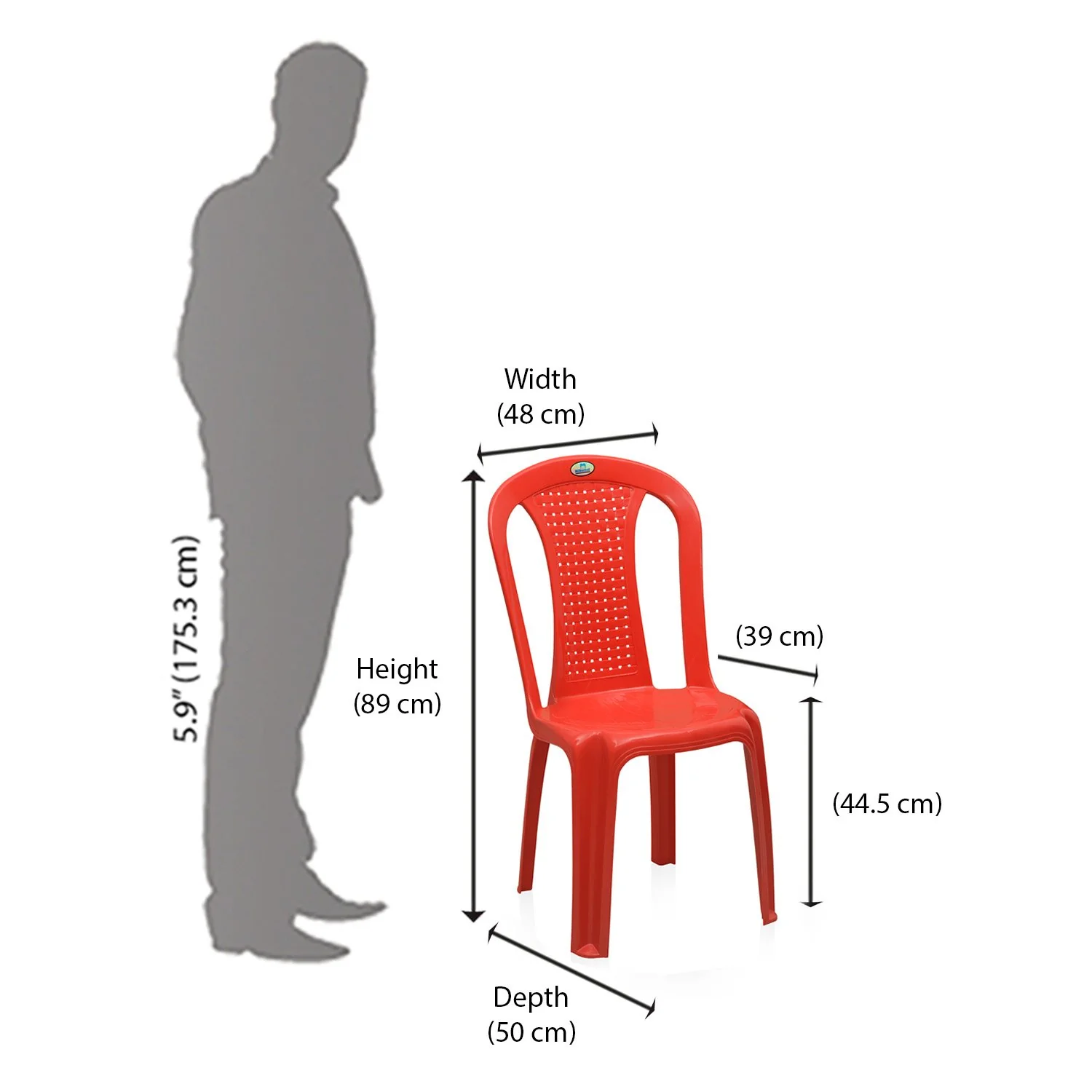 Nilkamal CHR4002 Plastic Armless Chair (Bright Red) - Image 10