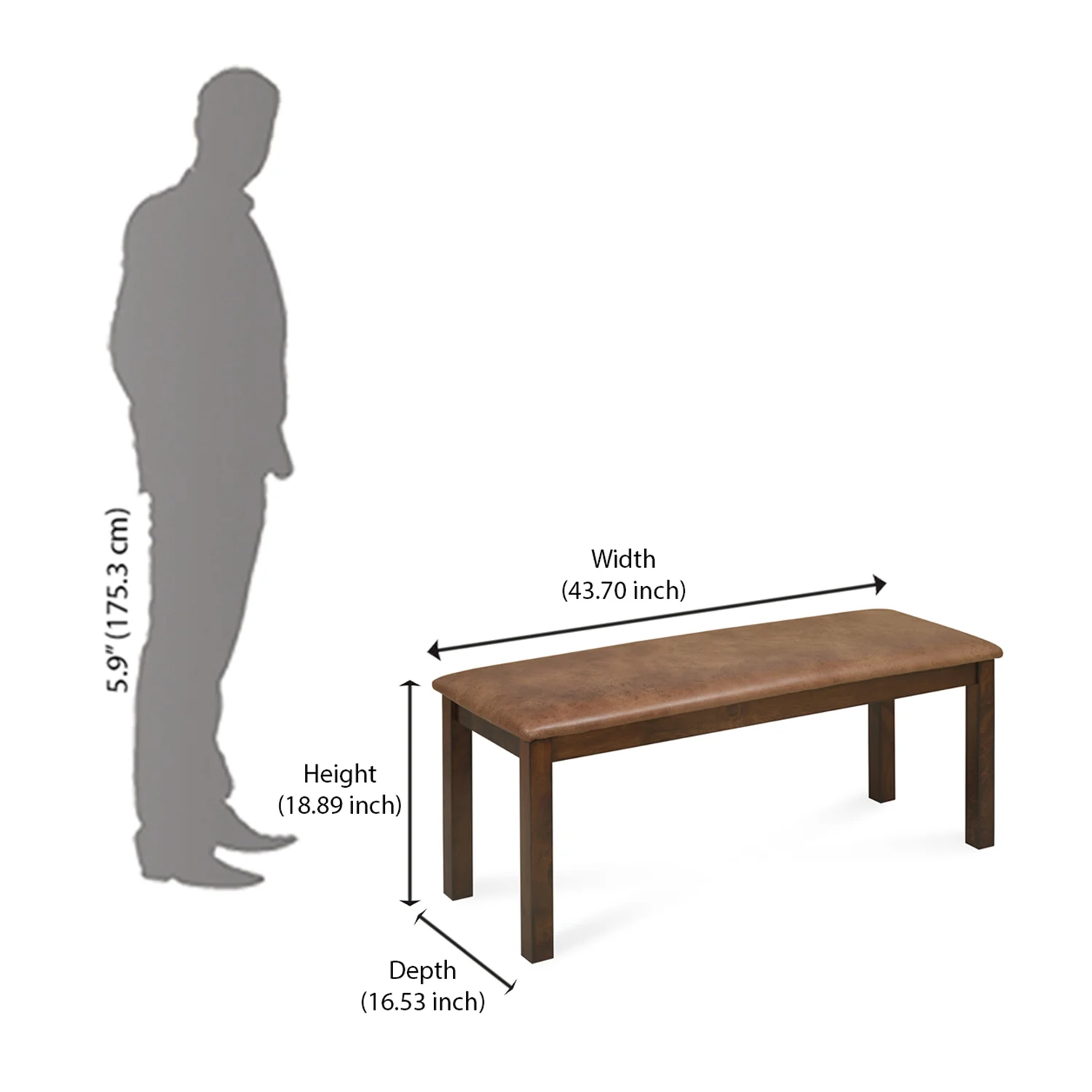 Nilkamal Arnold Multi Use Long Sitting Bench for Living Room | Dining Room (Walnut) - Image 8