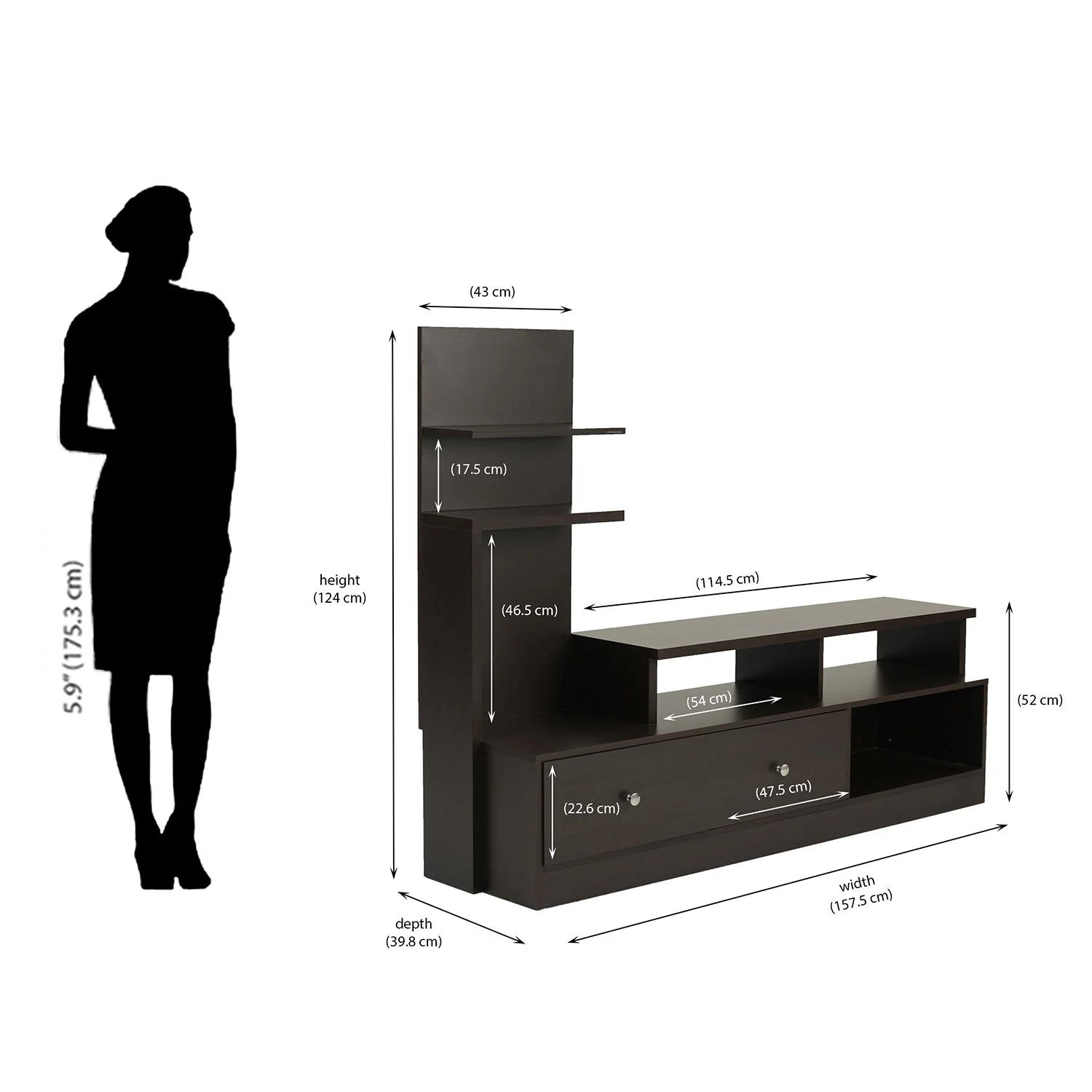 Nilkamal Aroy Low Height Wall Unit (Wenge) - Image 9