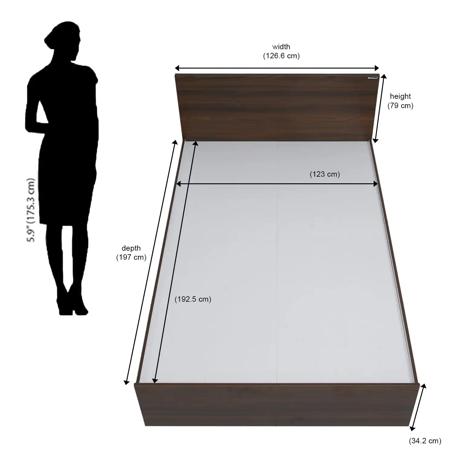 Nilkamal Arthur Double Bed (Walnut) - Image 8