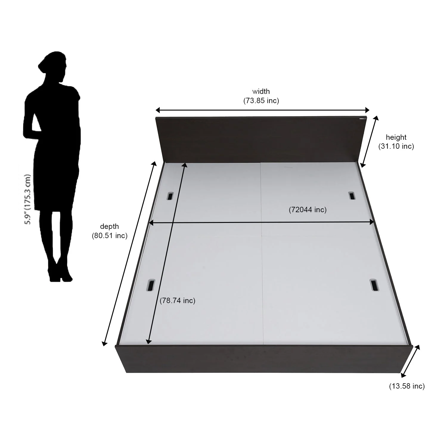 Nilkamal Arthur King Bed with Storage (Walnut) - Image 20
