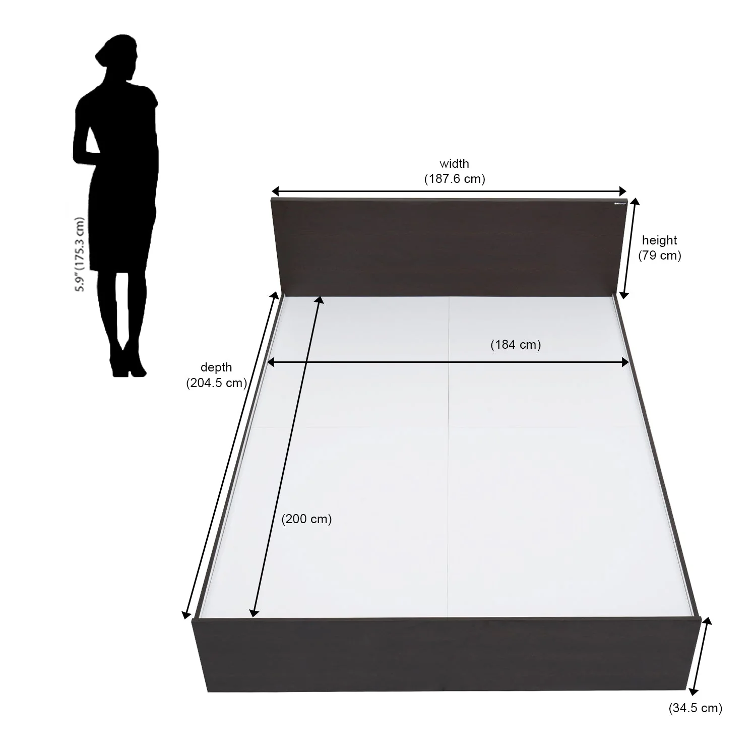 Nilkamal Arthur King Bed (Walnut) - Image 15