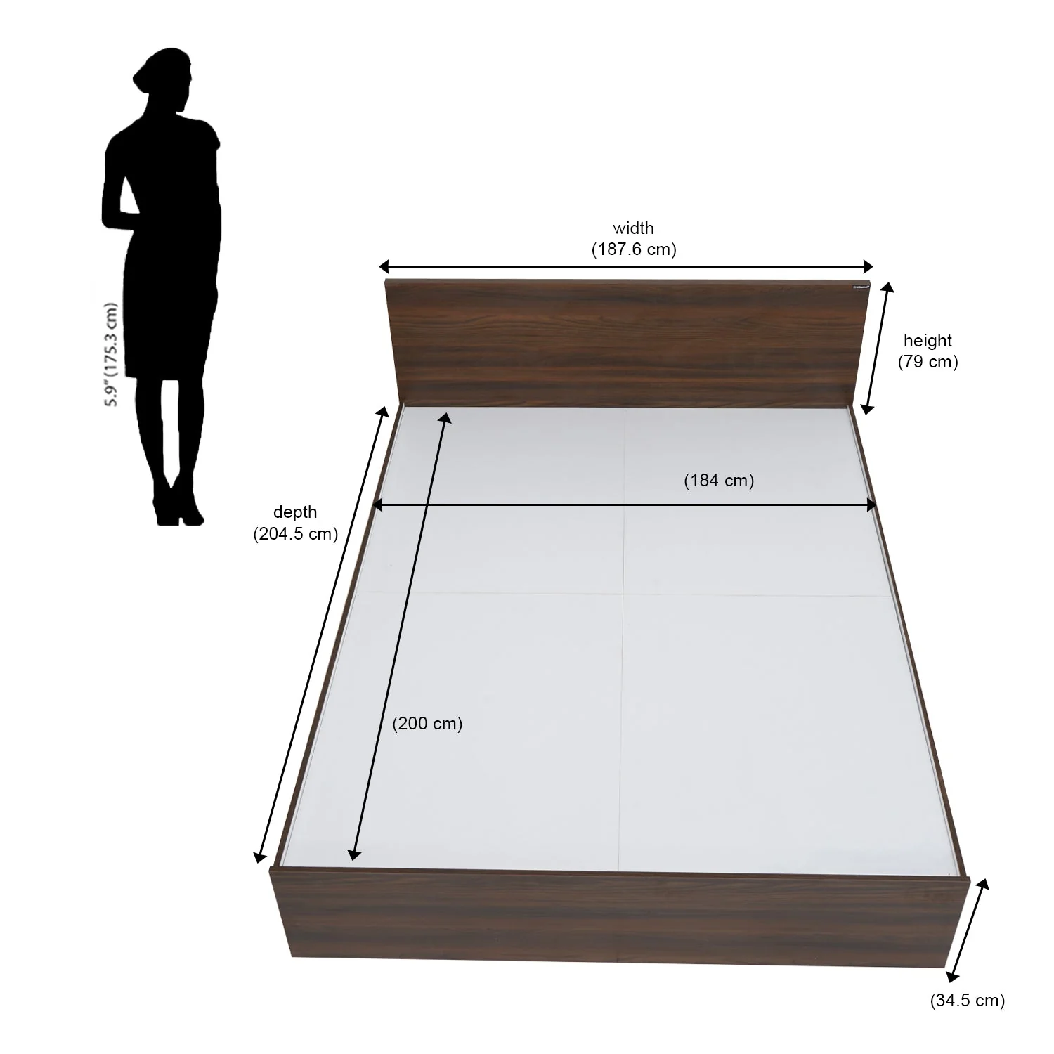 Nilkamal Arthur King Bed (Walnut) - Image 7