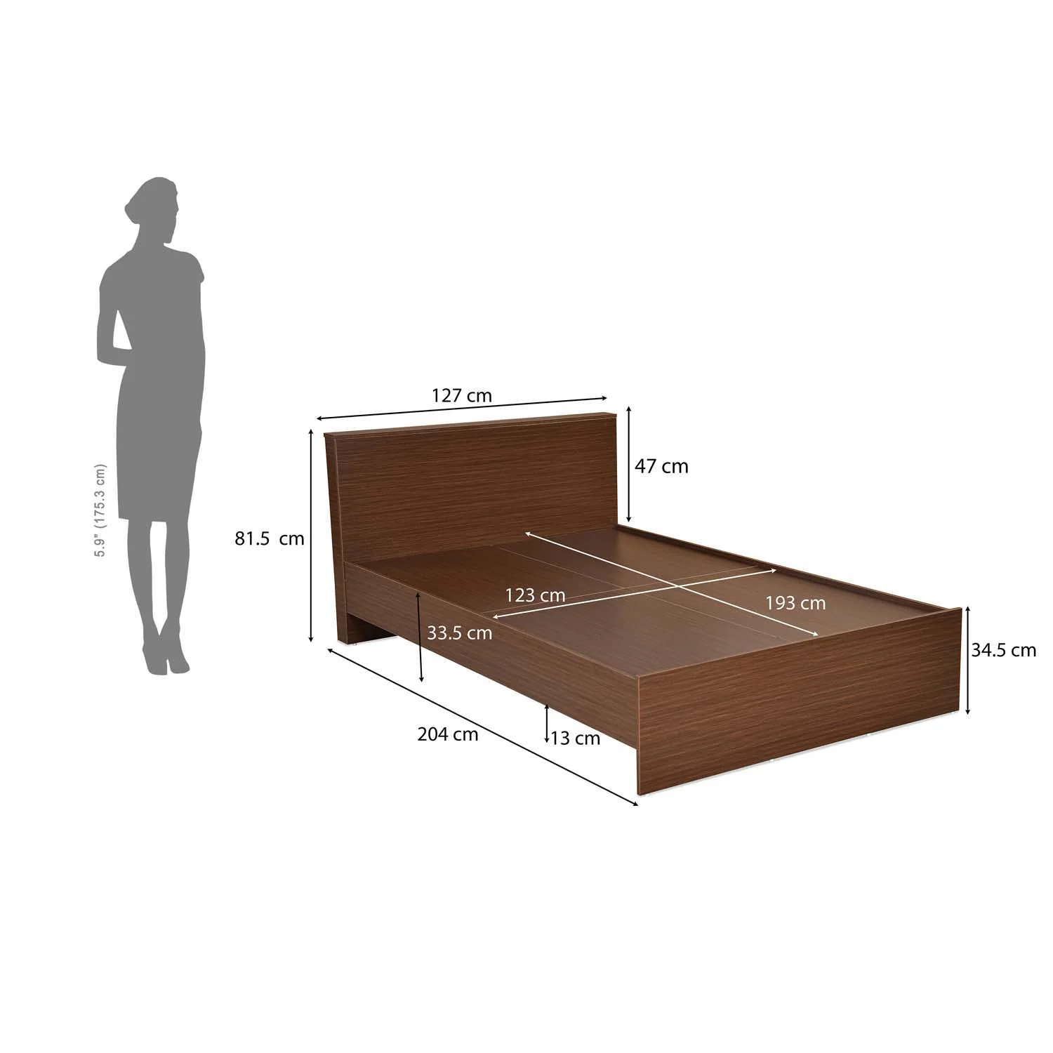 Nilkamal Arthur Plus Double Bed (Legno Oak Dark) - Image 4
