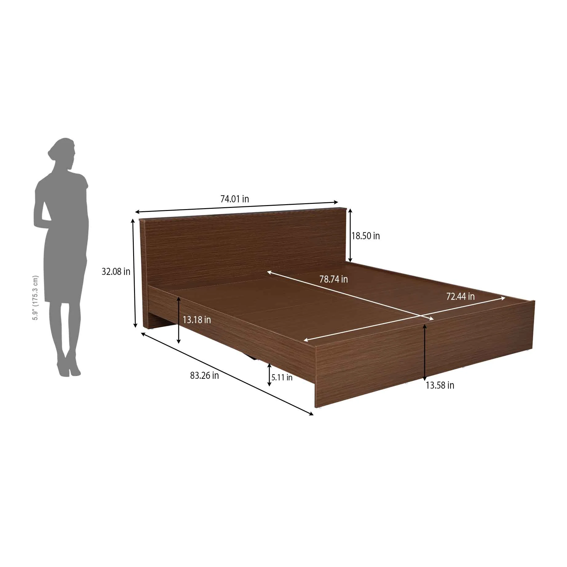 Nilkamal Arthur Plus King Bed (Legno Oak Dark) - Image 5
