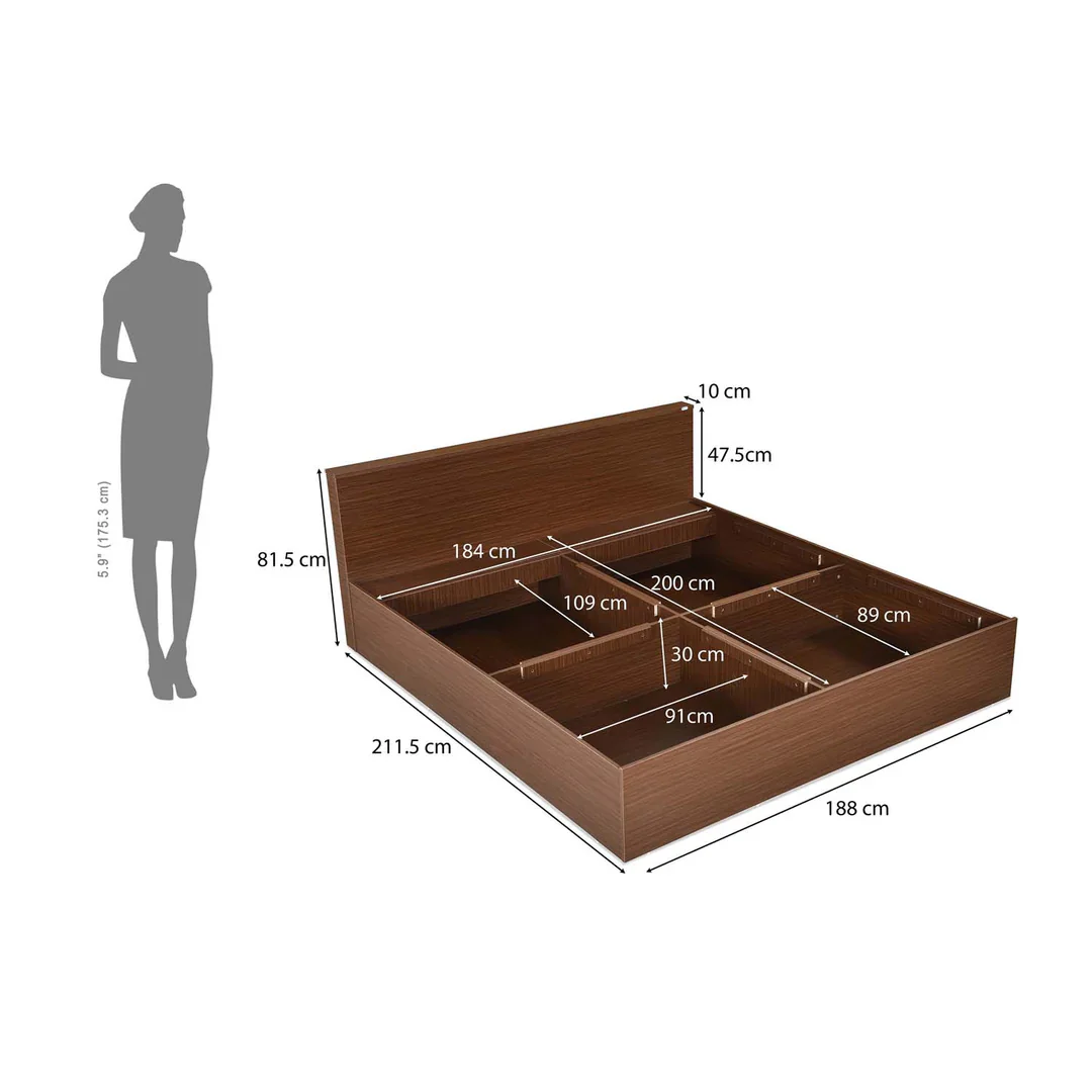 Nilkamal Arthur Plus King Bed With Storage (Legno Oak Dark) - Image 4