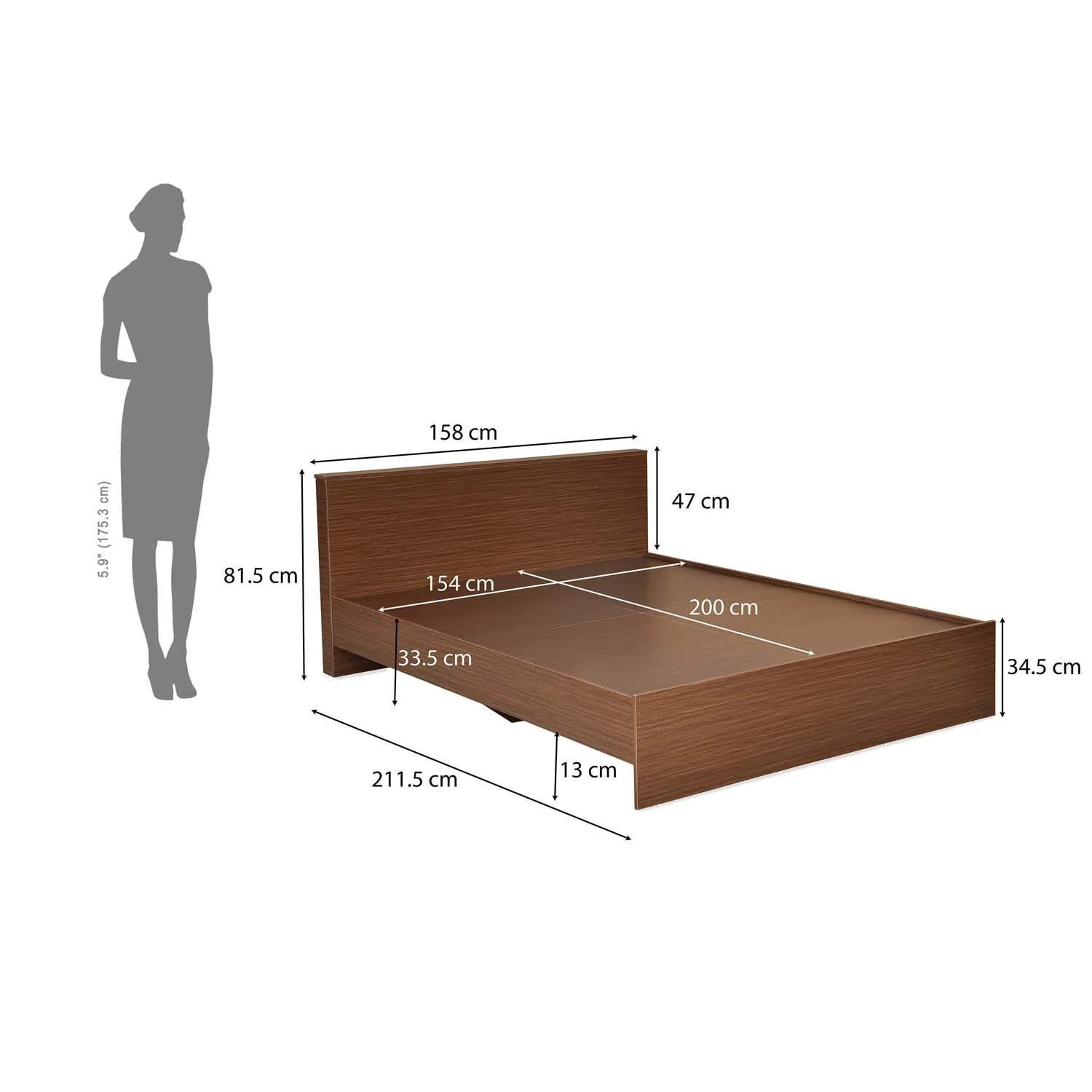 Nilkamal Arthur Plus Queen Bed (Legno Oak Dark) - Image 5