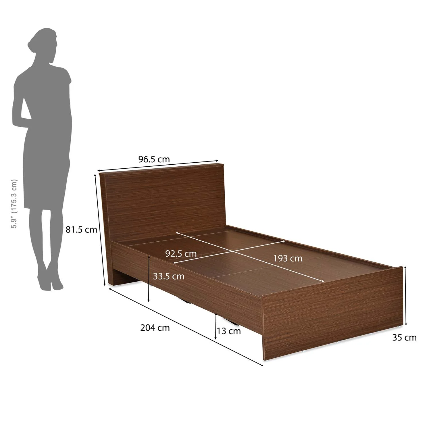 Nilkamal Arthur Plus Single Bed (Legno Oak Dark) - Image 4