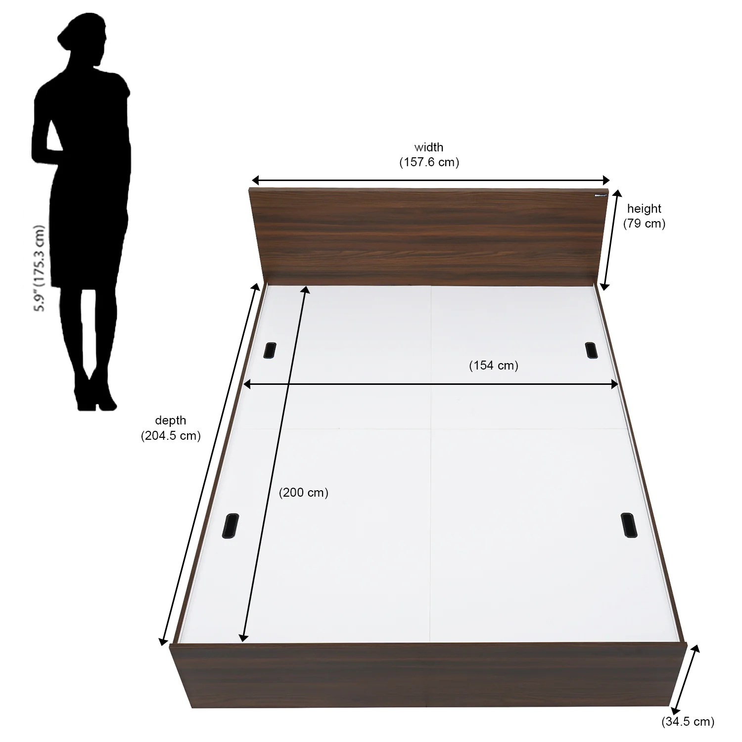 Nilkamal Arthur Queen Bed with Storage (Walnut) - Image 9
