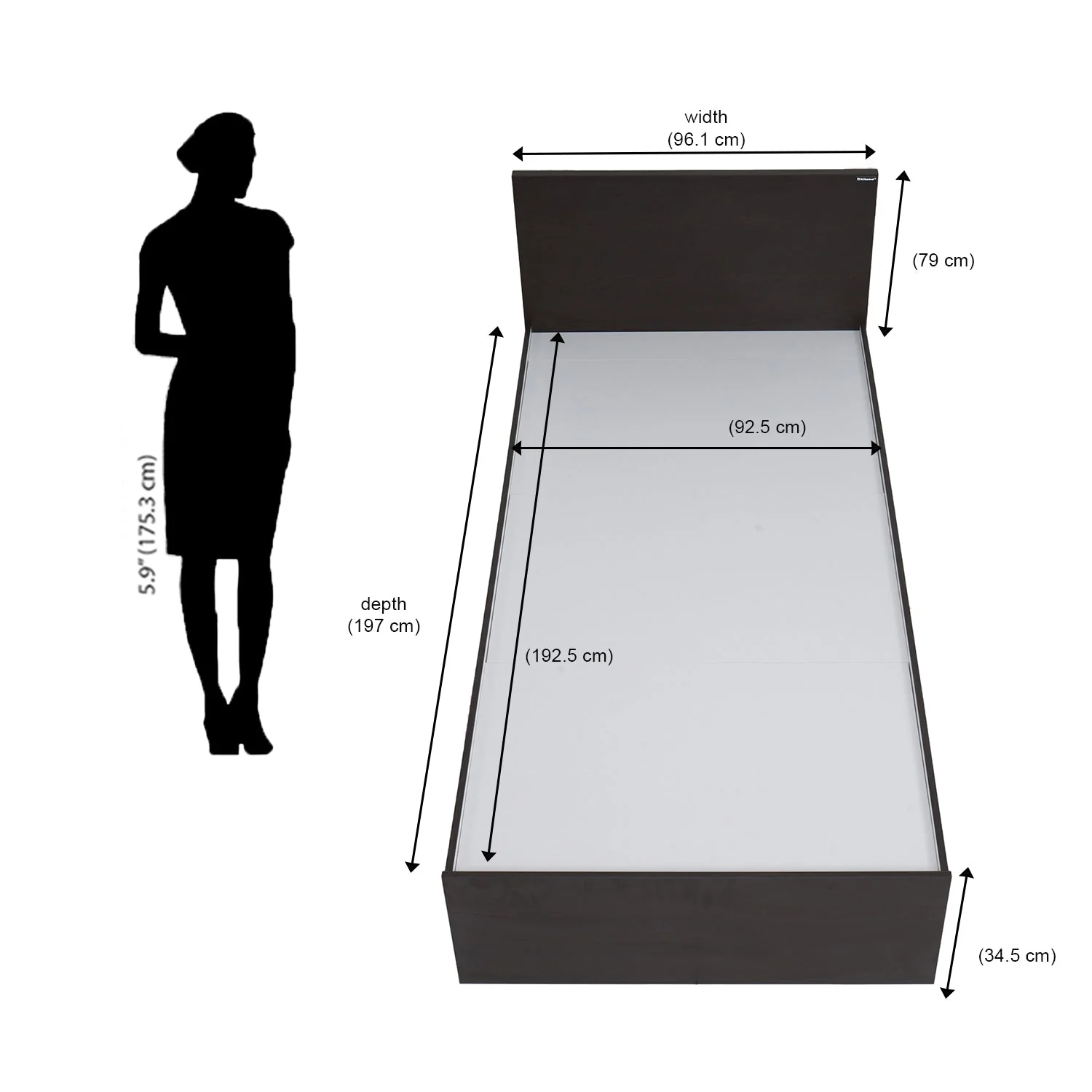Nilkamal Arthur Single Bed (Walnut) - Image 14
