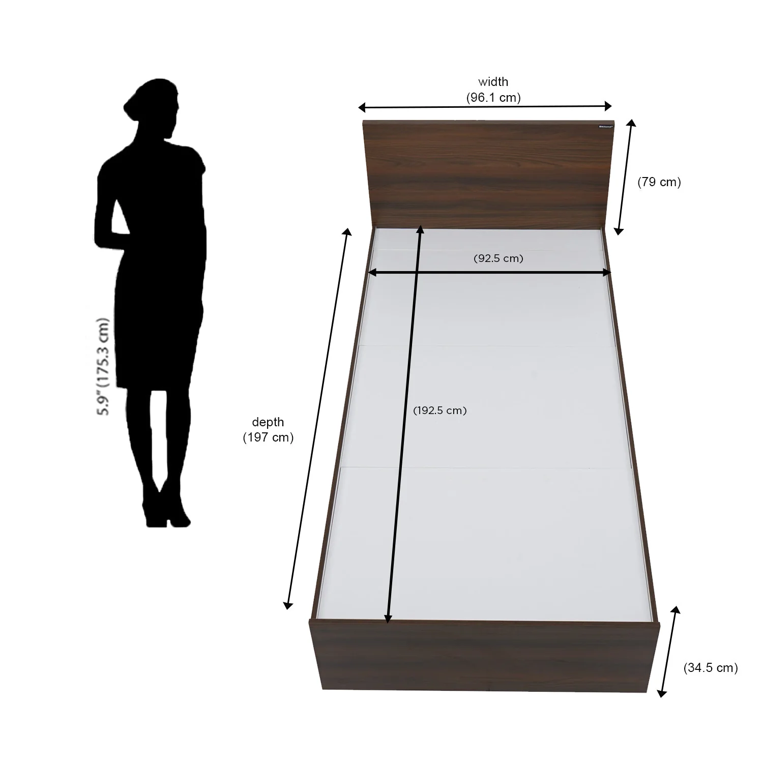 Nilkamal Arthur Single Bed (Walnut) - Image 6