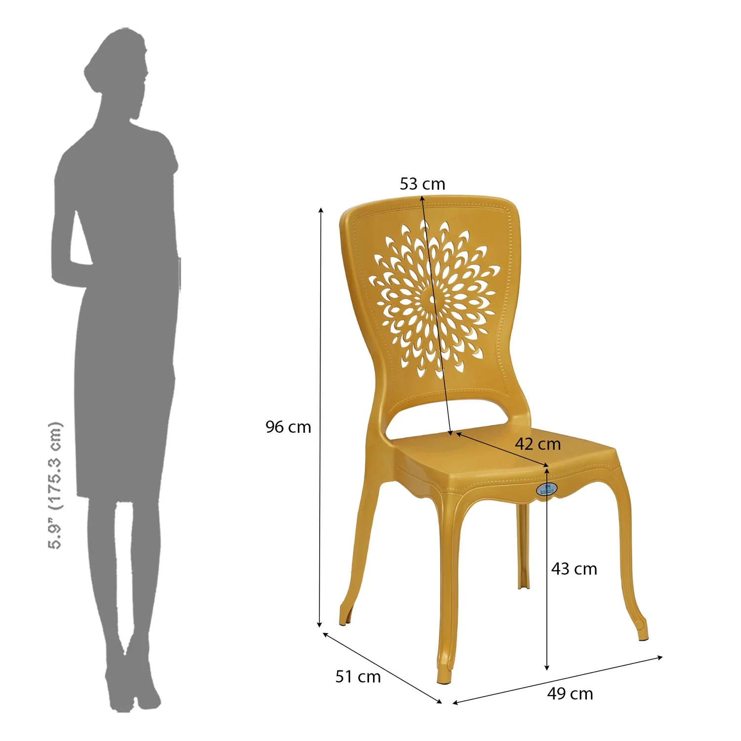 Nilkamal Aura Plastic Chair (Gold) - Image 10