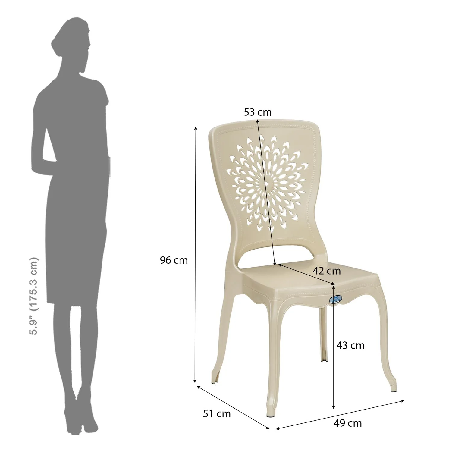 Nilkamal Aura Plastic Chair (Pearl White) - Image 7
