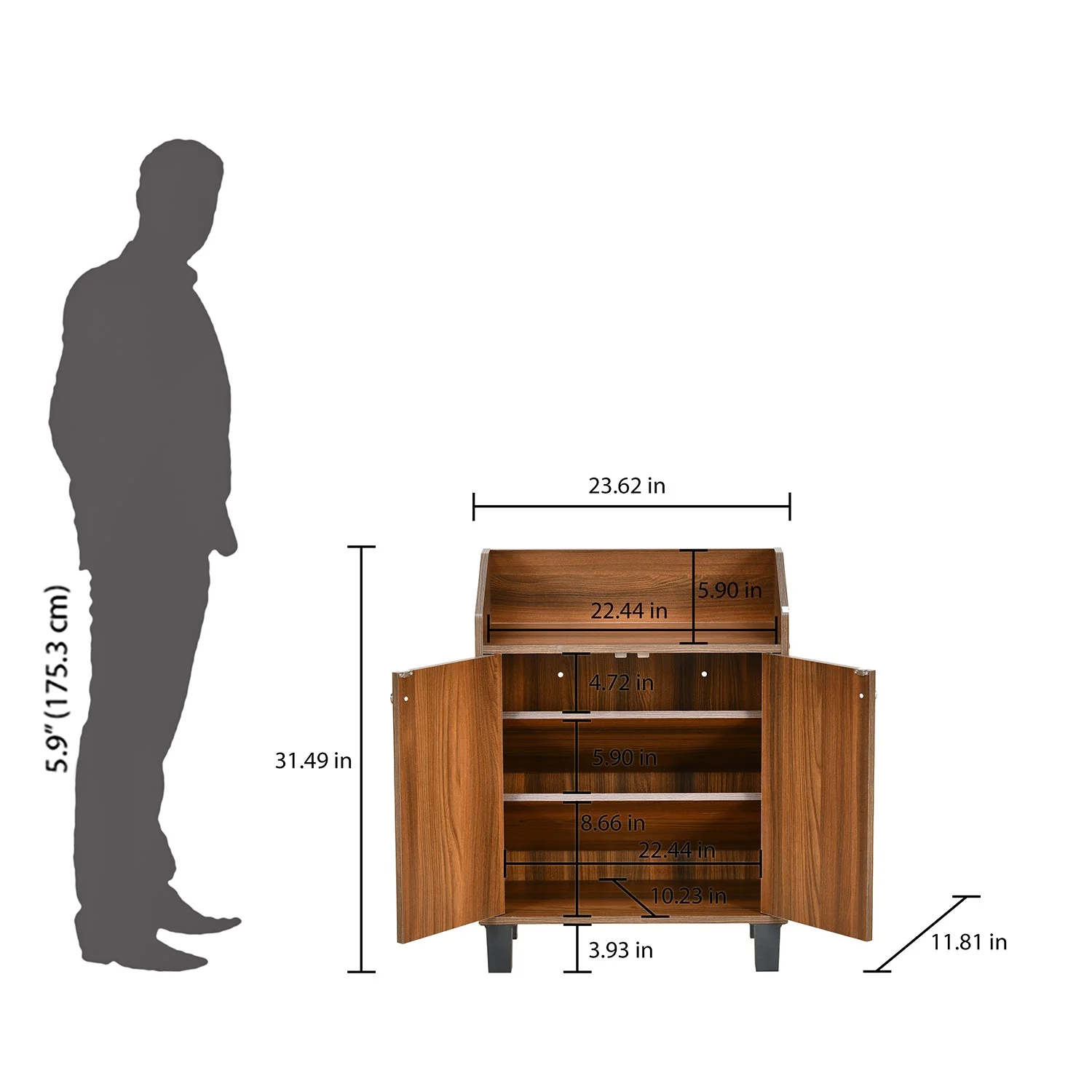 Nilkamal Aze Engineered Wood Shoe Cabinet (Classic Walnut) - Image 9