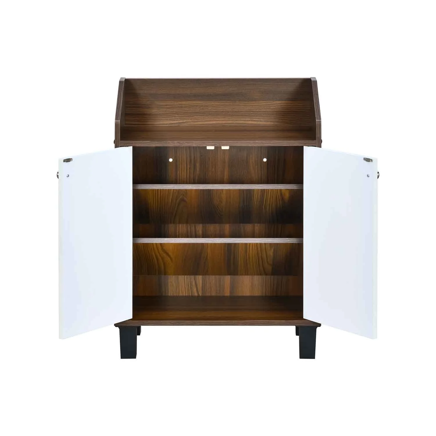 Nilkamal Aze Engineered Wood Shoe Cabinet (Walnut & White) - Image 5