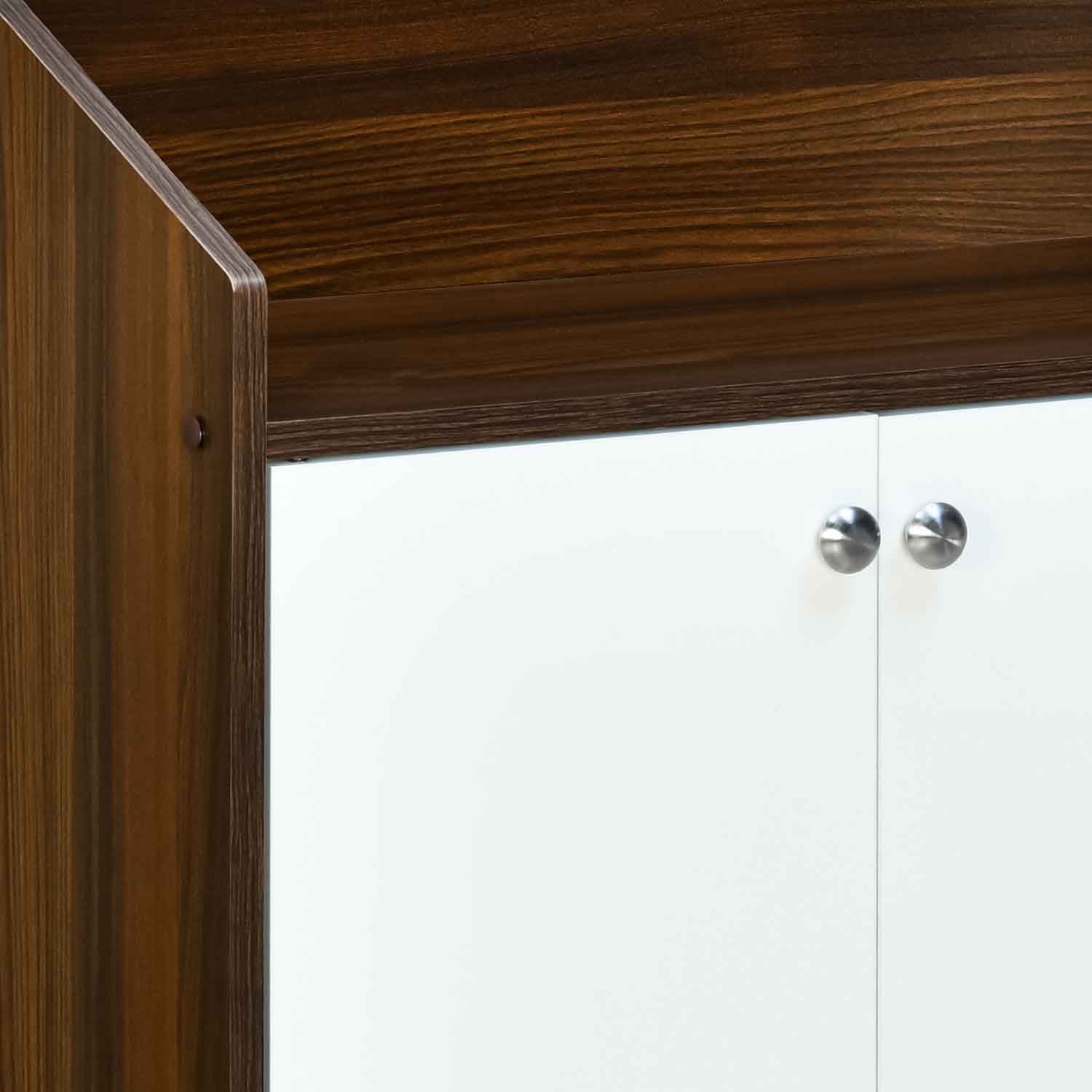 Nilkamal Aze Engineered Wood Shoe Cabinet (Walnut & White) - Image 7
