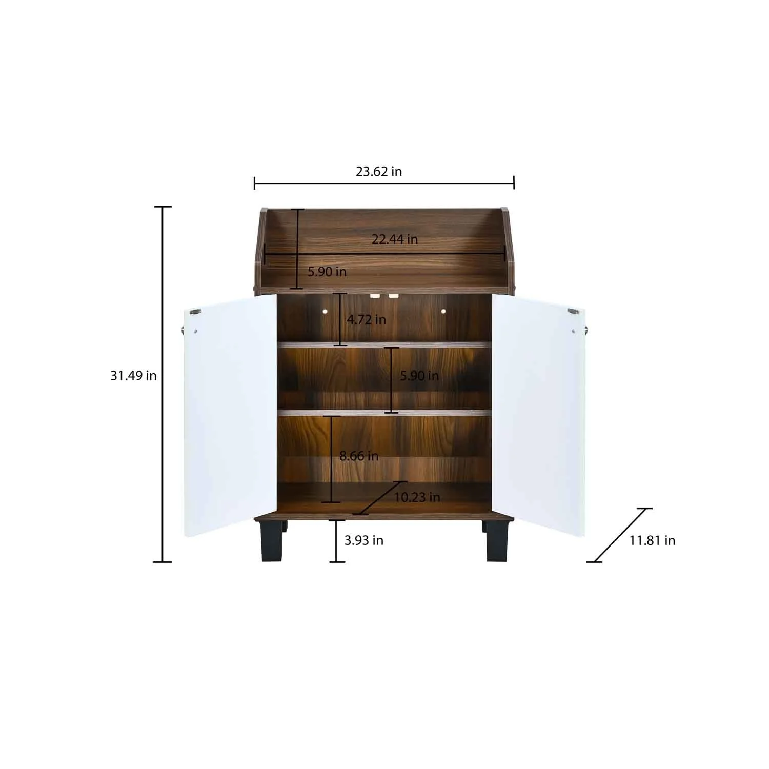 Nilkamal Aze Engineered Wood Shoe Cabinet (Walnut & White) - Image 9