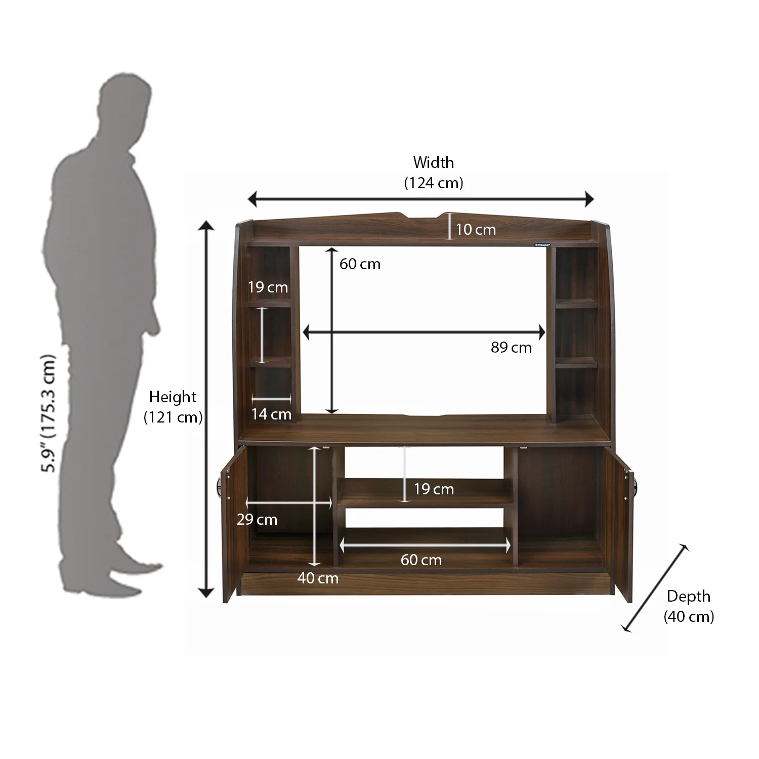 Nilkamal Beaumont Wall Unit (Classic Walnut) - Image 8