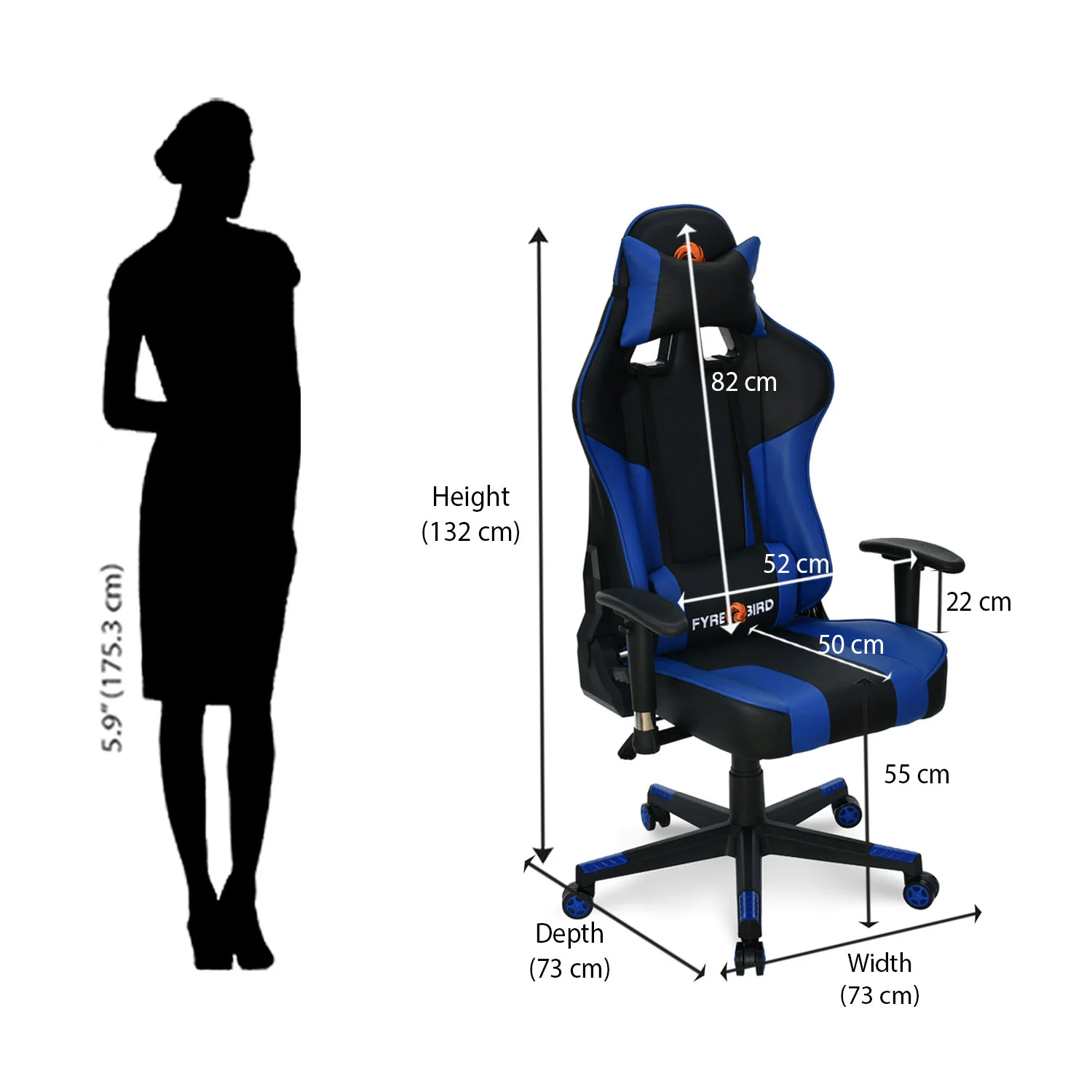 Nilkamal Fyrebird Bosco Gaming Chair (Black / Blue) - Image 22