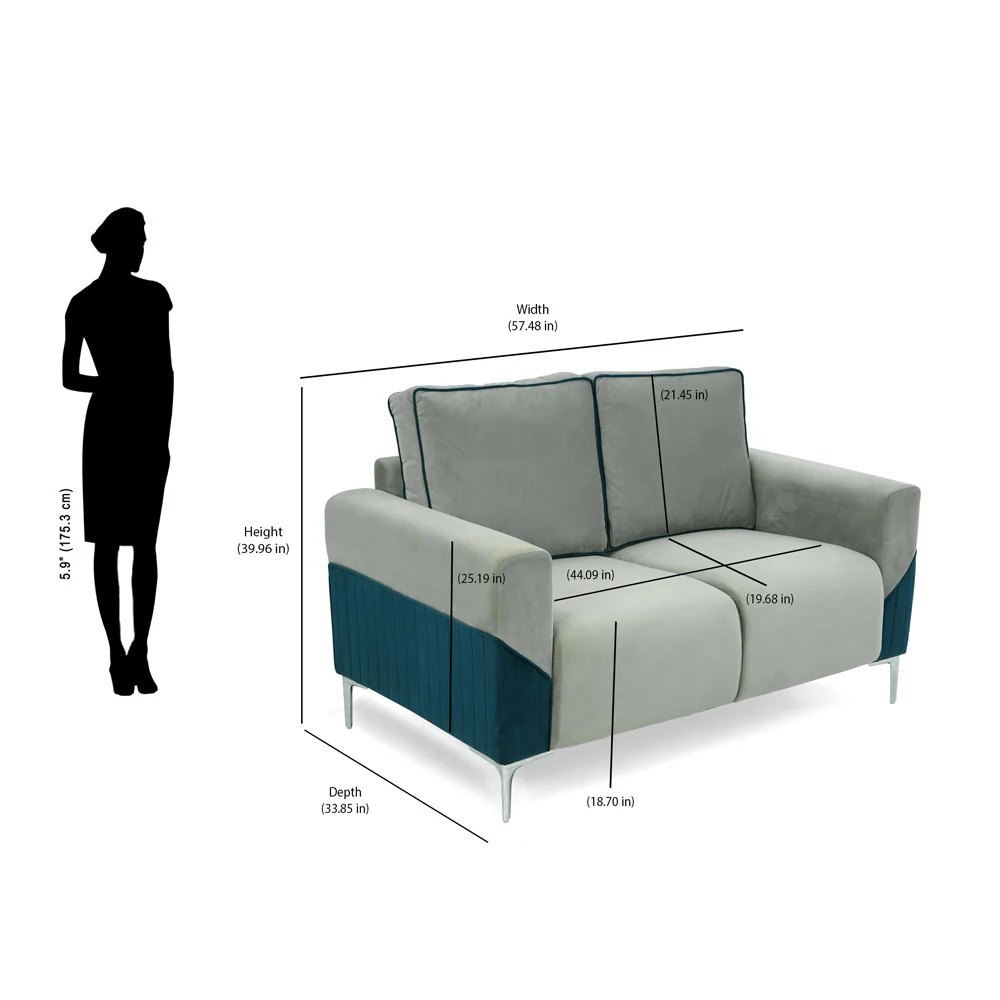 Nilkamal Boston 2 Seater Sofa (Grey & Blue) - Image 10