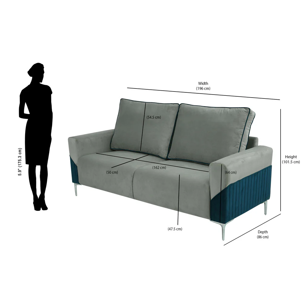 Nilkamal Boston 3 Seater Sofa (Grey & Blue) - Image 10