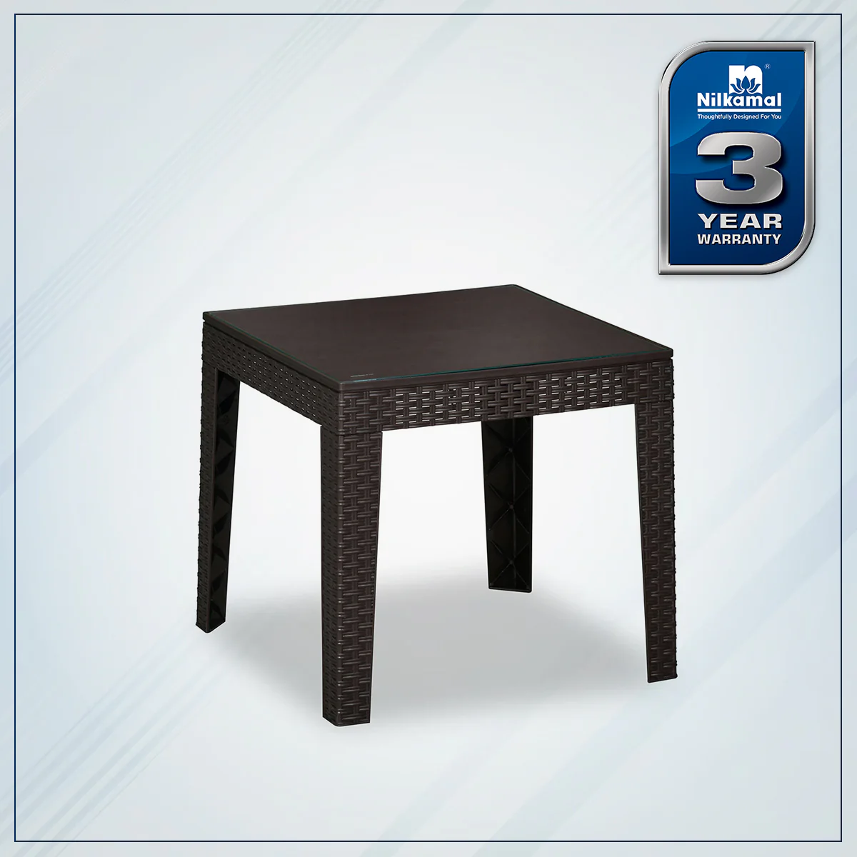 Nilkamal Breeze Centre Table with Glass (Weather Brown) - Image 2