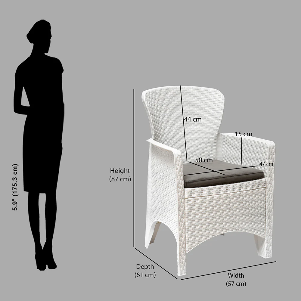 Nilkamal Breeze Outdoor Set of 1 Center Table with Glass and 2 Chairs with Cushion - Image 16