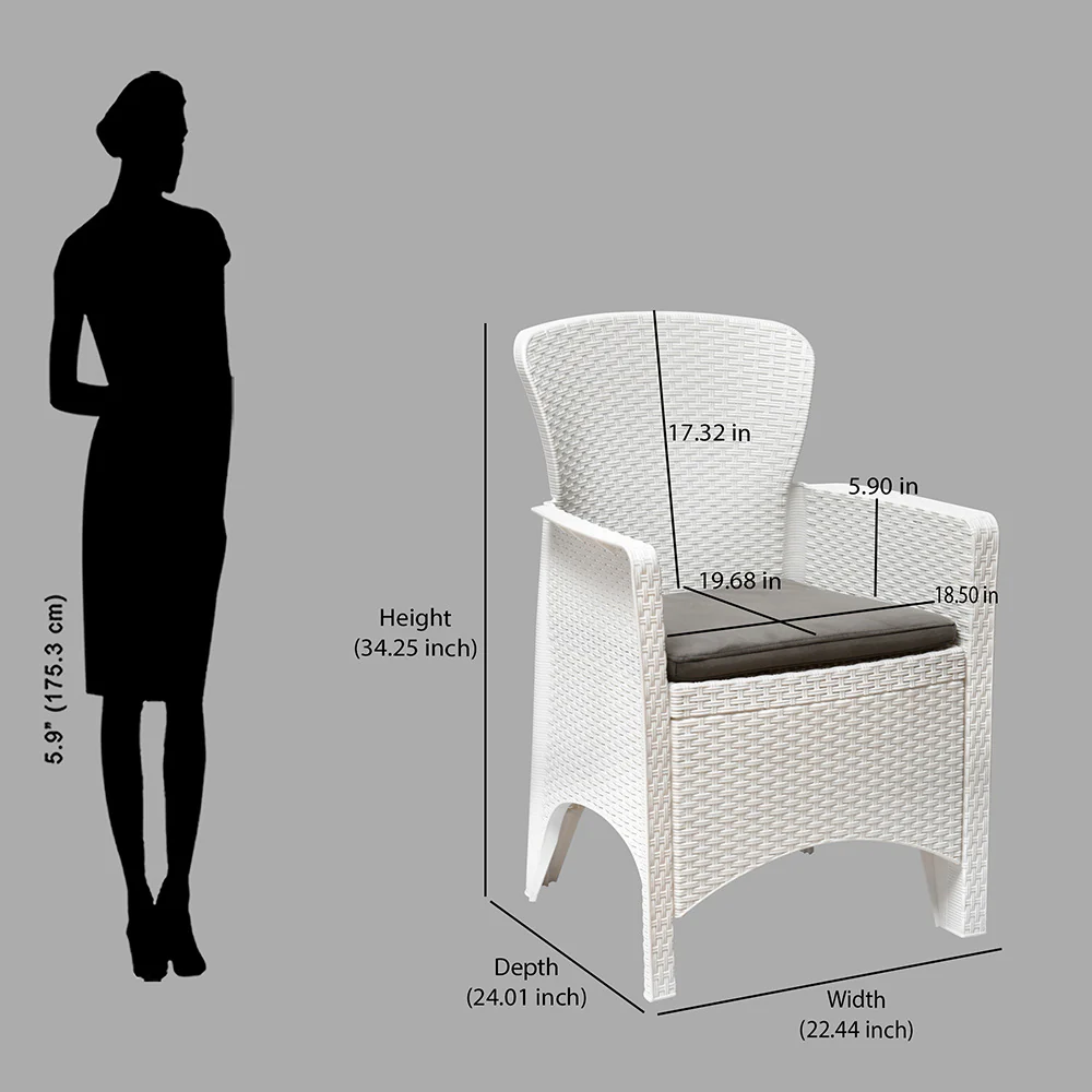 Nilkamal Breeze Outdoor Set of 1 Center Table with Glass and 2 Chairs with Cushion - Image 17