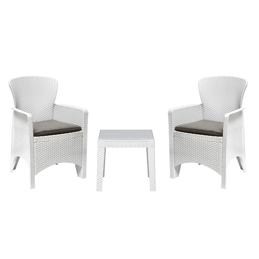 Nilkamal Breeze Outdoor Set of 1 Center Table with Glass and 2 Chairs with Cushion - Image 3