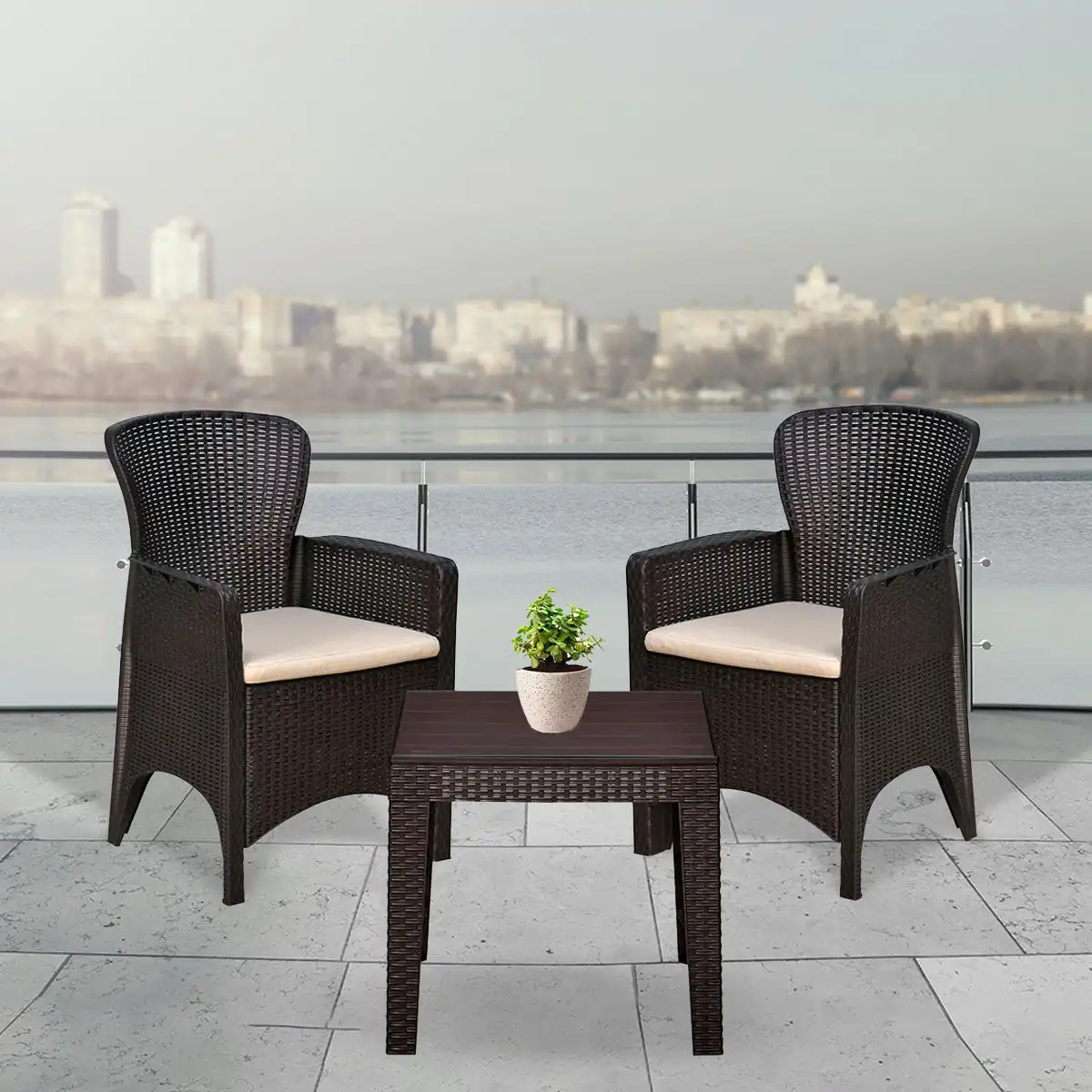 Nilkamal Breeze 2 Seater Balcony Sofa set with Center Table with Glass - Image 4