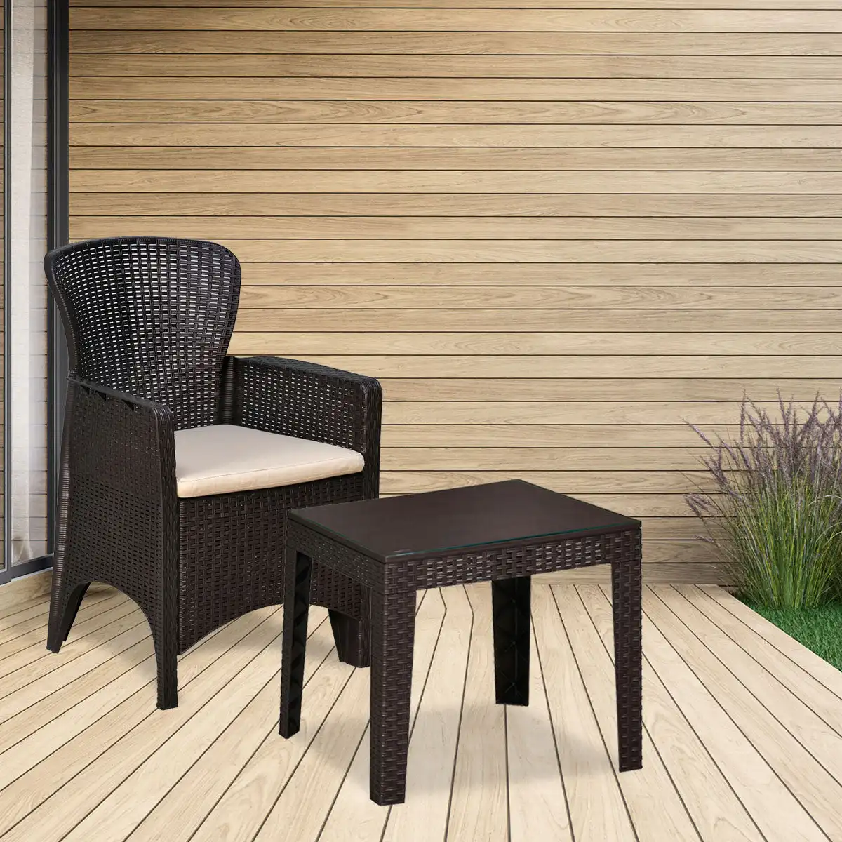 Nilkamal Breeze 2 Seater Balcony Sofa set with Center Table with Glass - Image 5