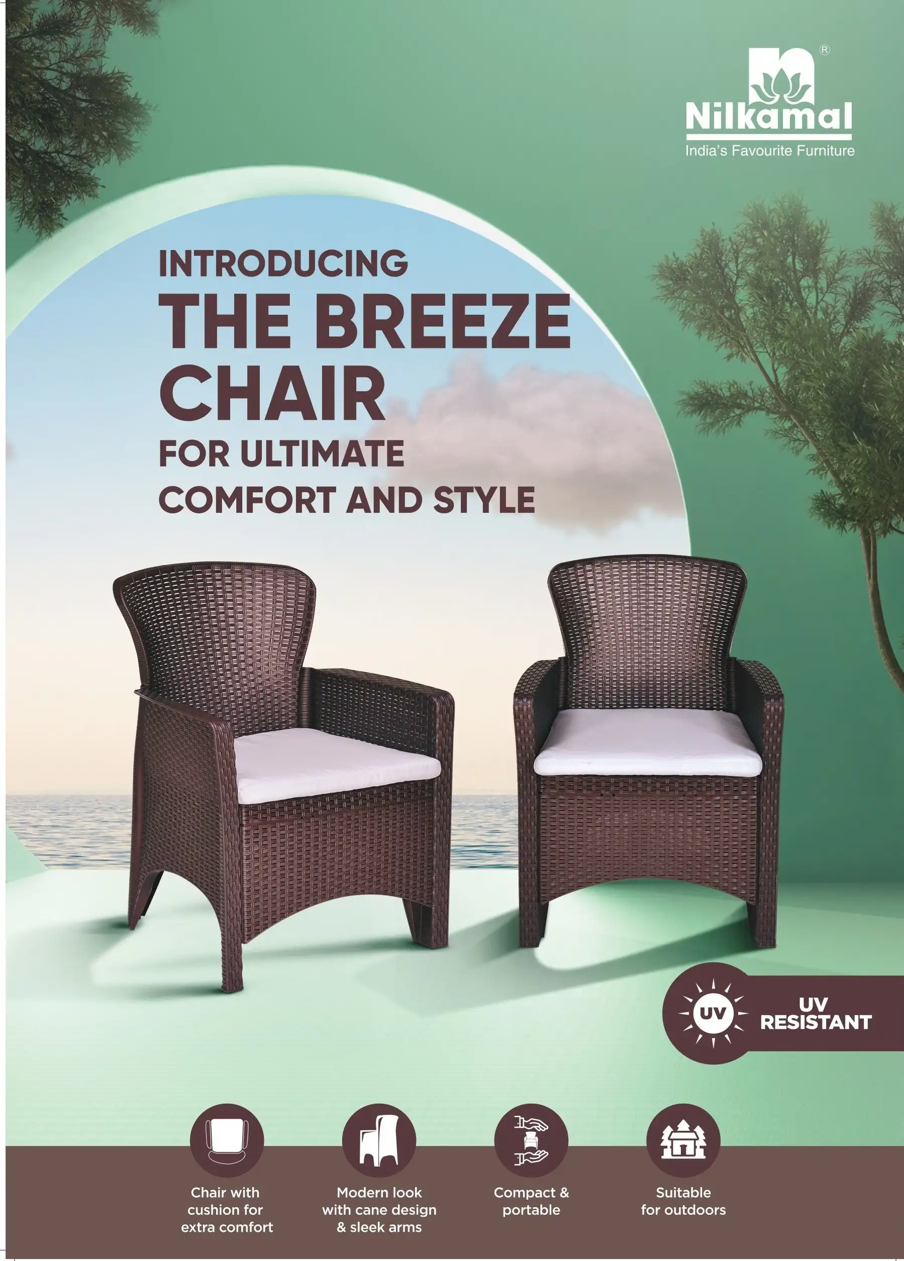 Nilkamal Breeze One Seater Plastic Sofa Chair with Cushion, Set of 2 - Image 12