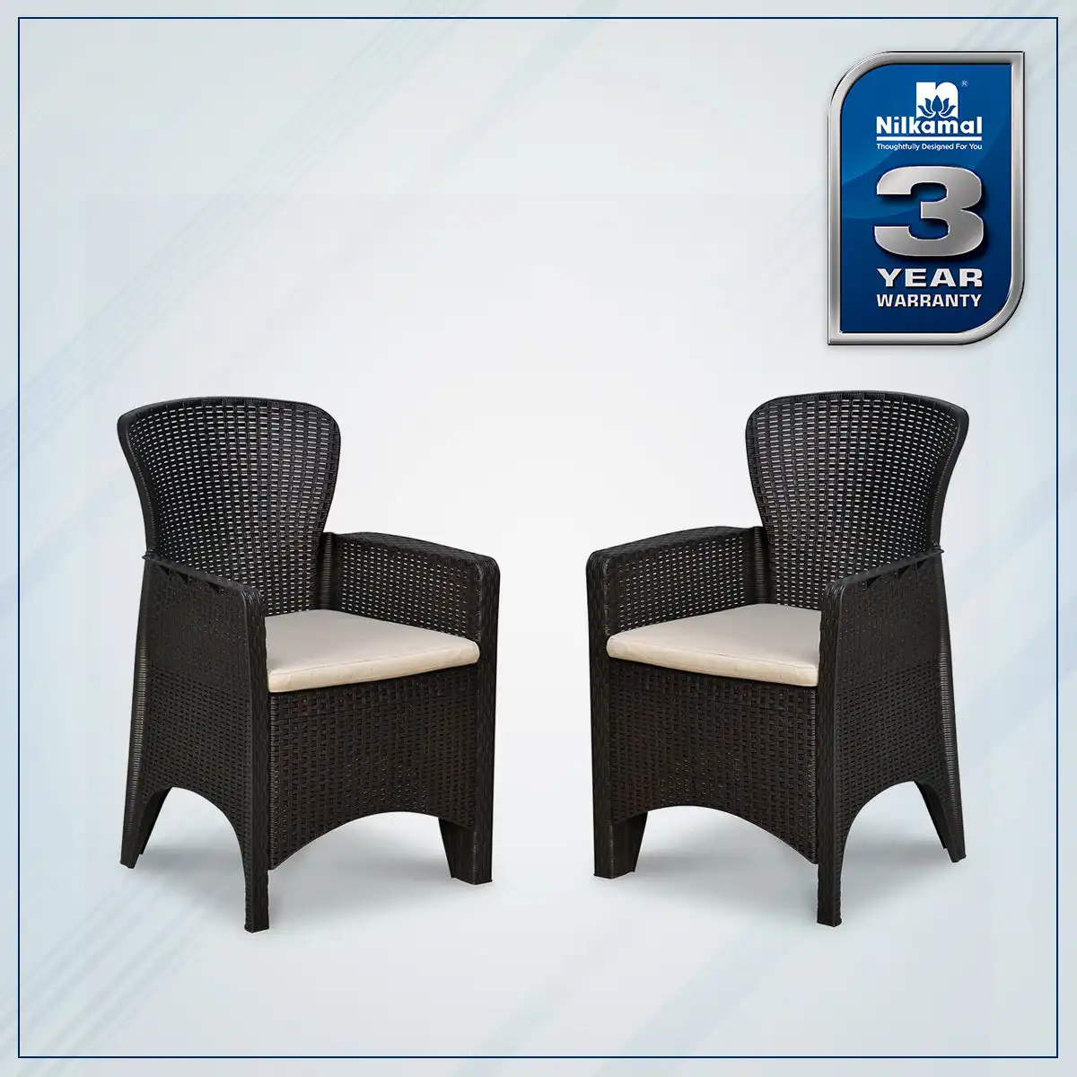 Nilkamal Breeze One Seater Plastic Sofa Chair with Cushion, Set of 2 - Image 2