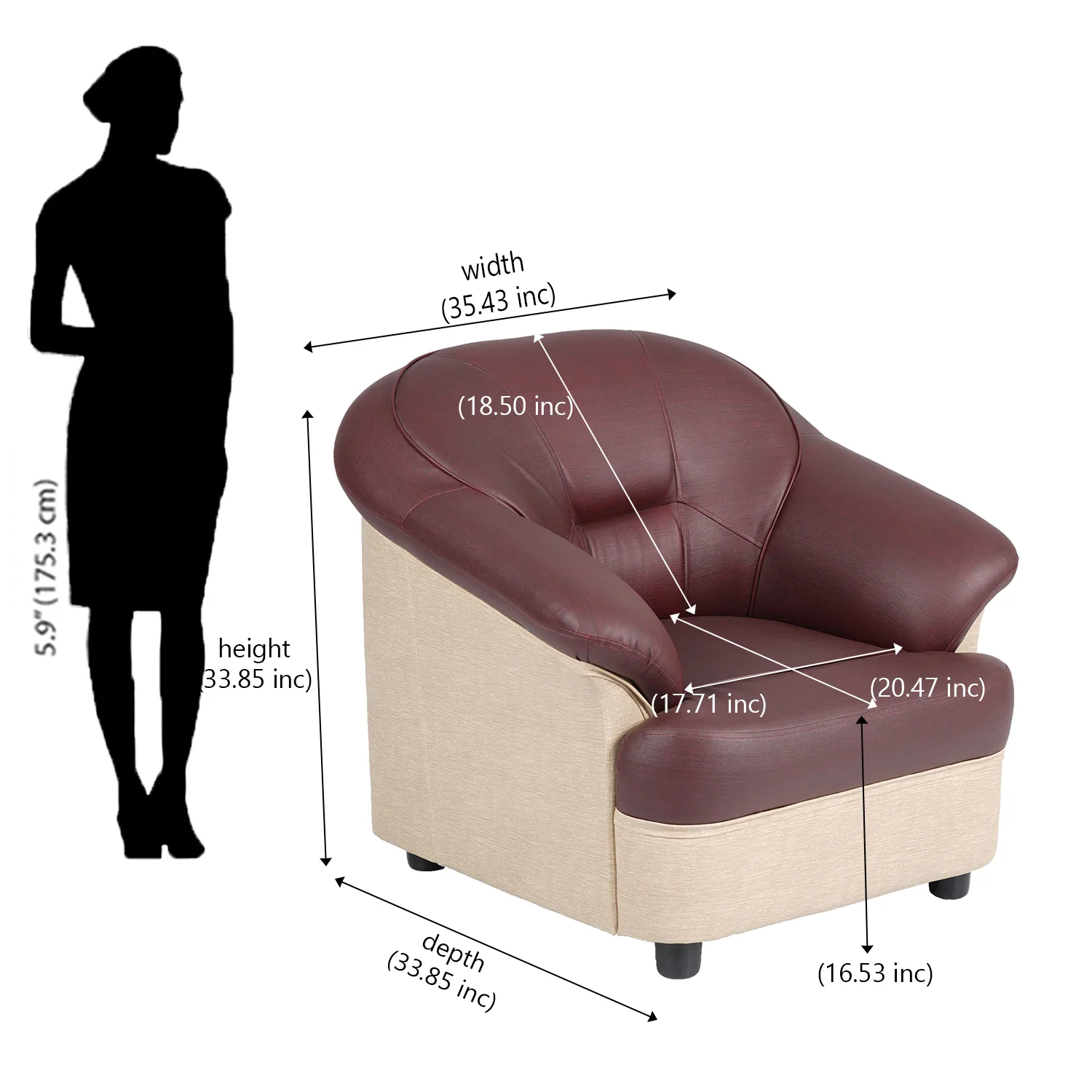 Nilkamal Bright 1 Seater Sofa (Maroon Beige) - Image 10