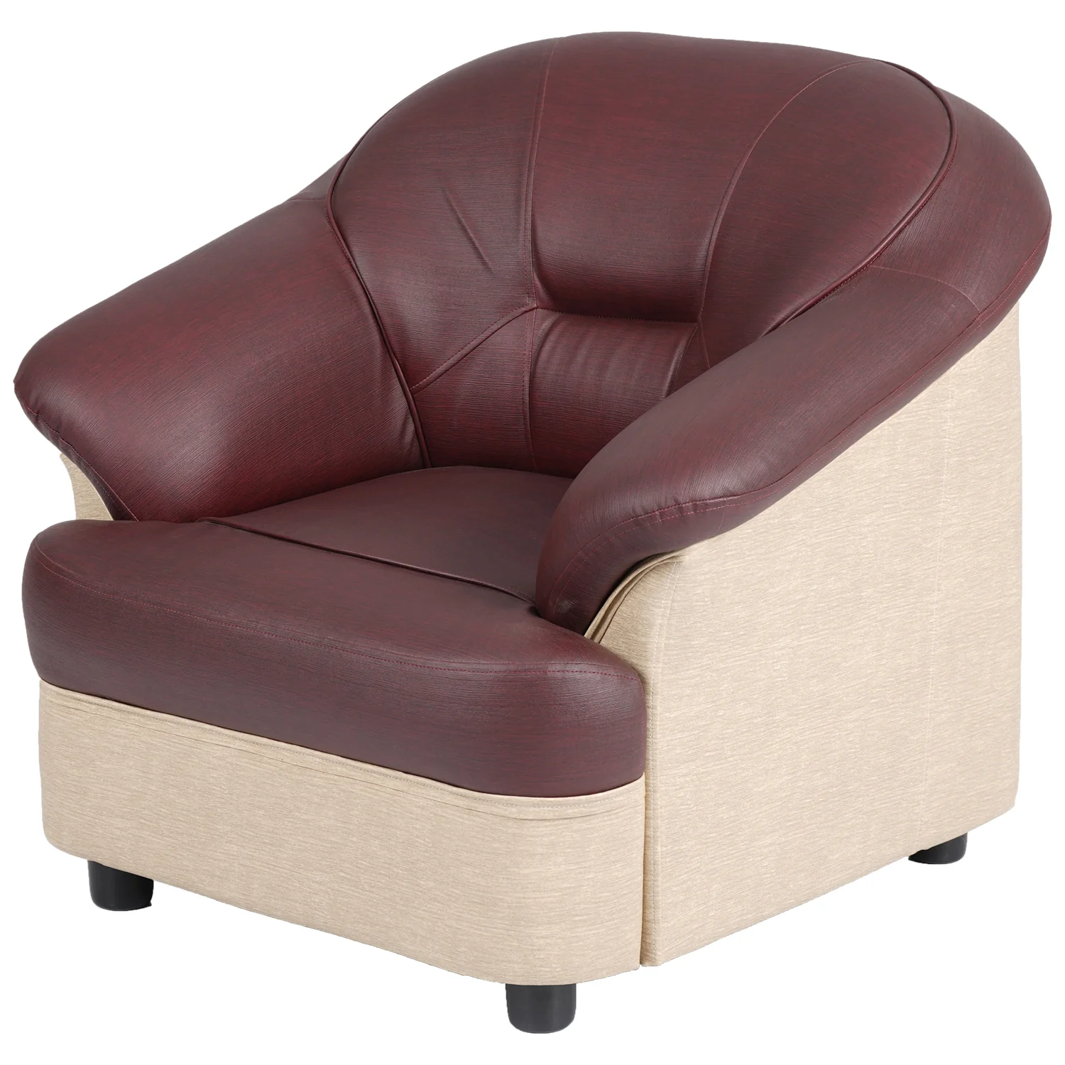 Nilkamal Bright 1 Seater Sofa (Maroon Beige) - Image 4