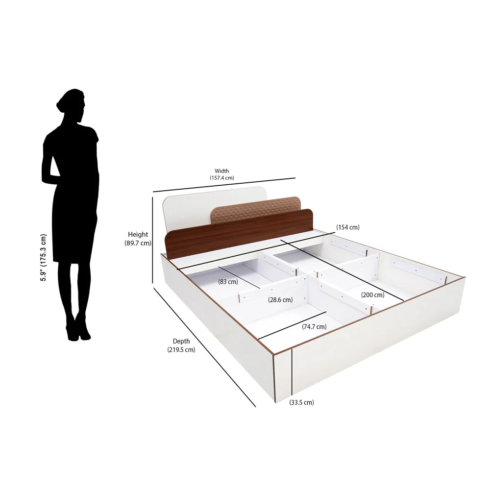 Nilkamal Bruce Queen Bed with Box Storage (Walnut & Cappuccino) - Image 18