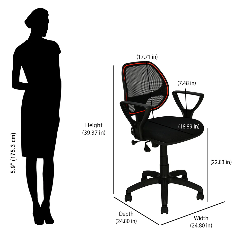 Nilkamal Calida Mesh Back Office Chair (Black) - Image 9