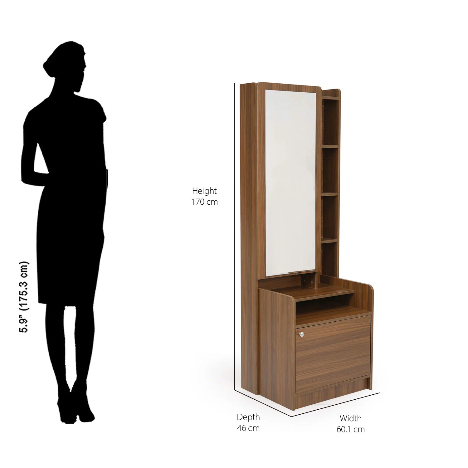 Nilkamal Calipso Dresser With Storage (Classic Plank Walnut) - Image 9