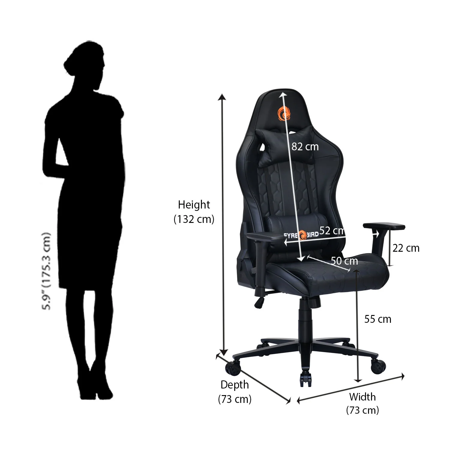 Nilkamal Fyrebird Canophy Gaming Chair (Black) - Image 29